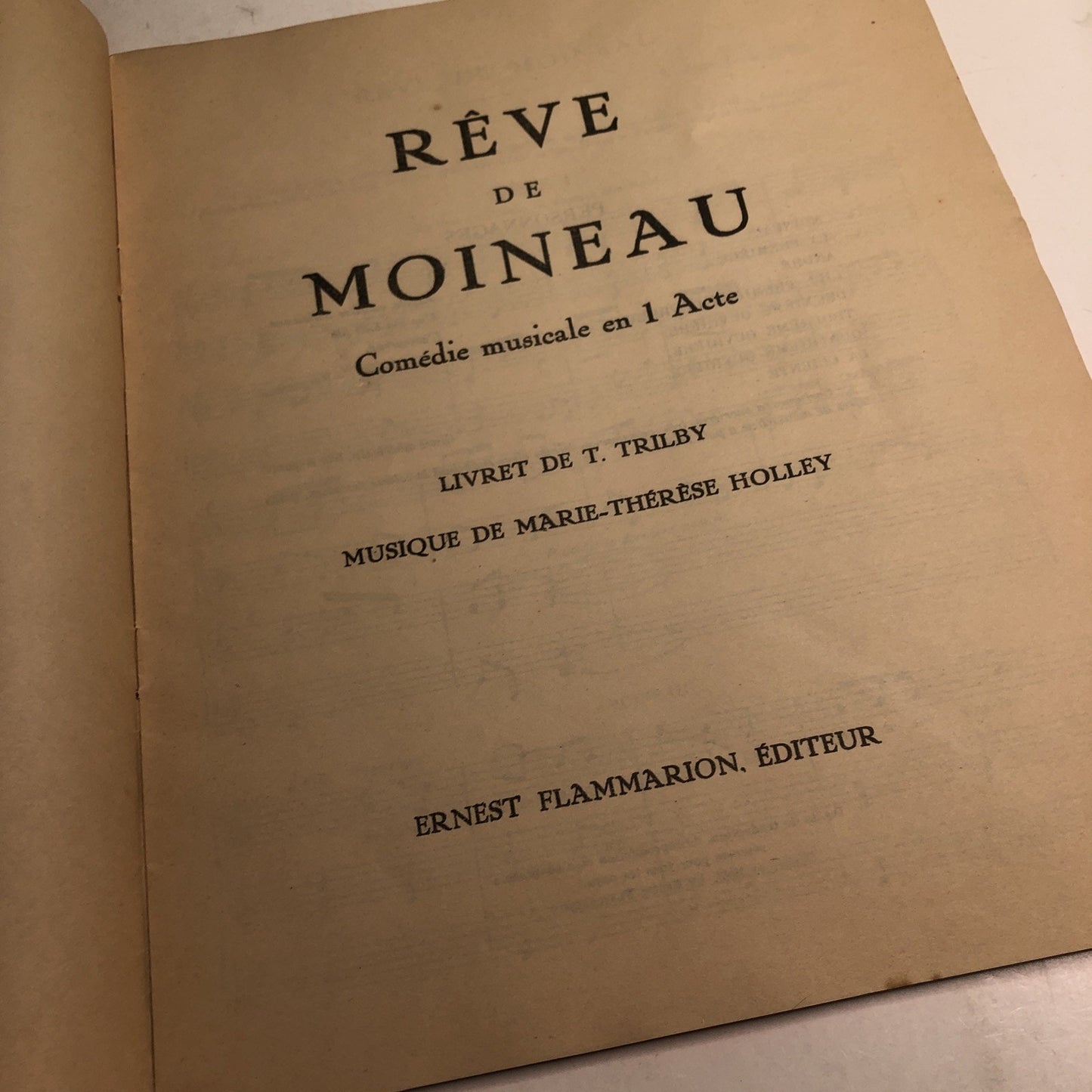 1933 French Comedic Musical REVE DE MOINEAU (Sparrow's Dream) Trilby & Holley