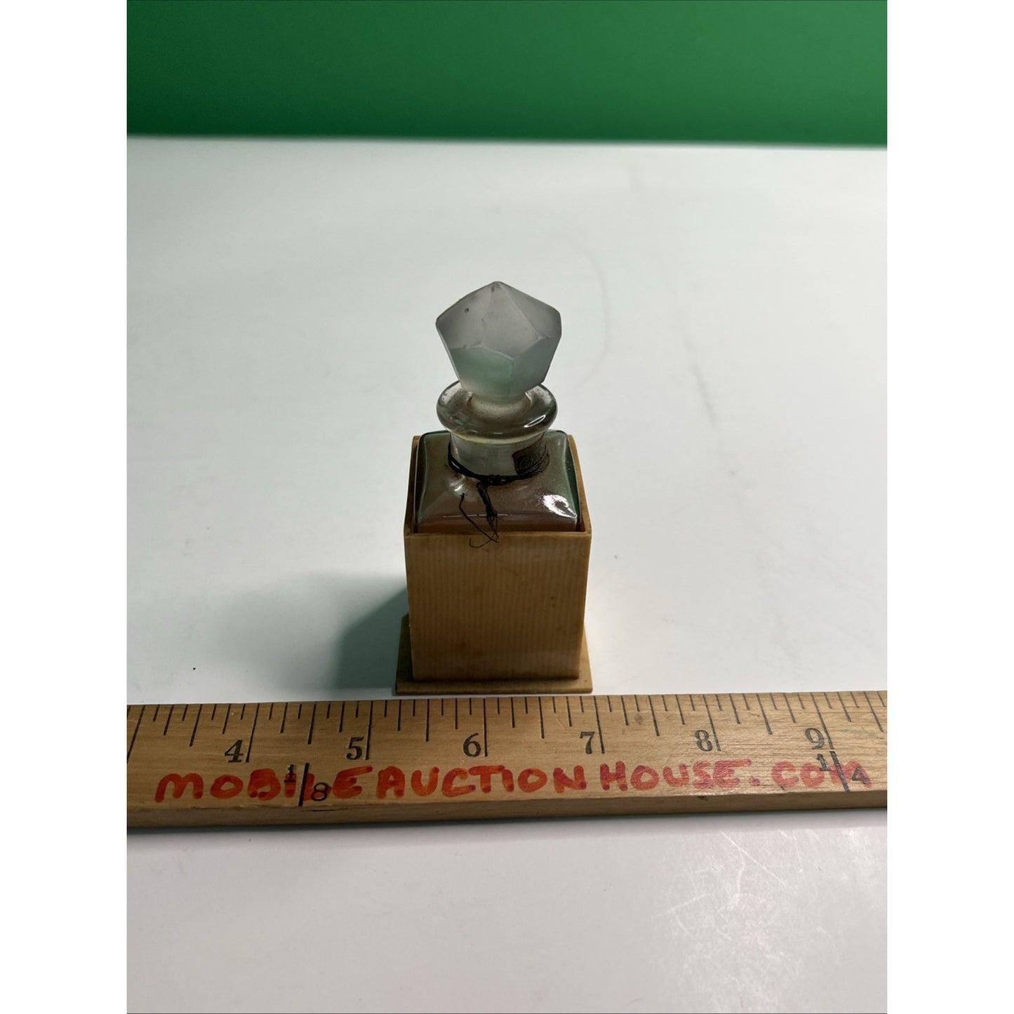 VTG LaValliere Chan-dra-kan-ta Glass Perfume Bottle W/ Stopper & Celluloid Box