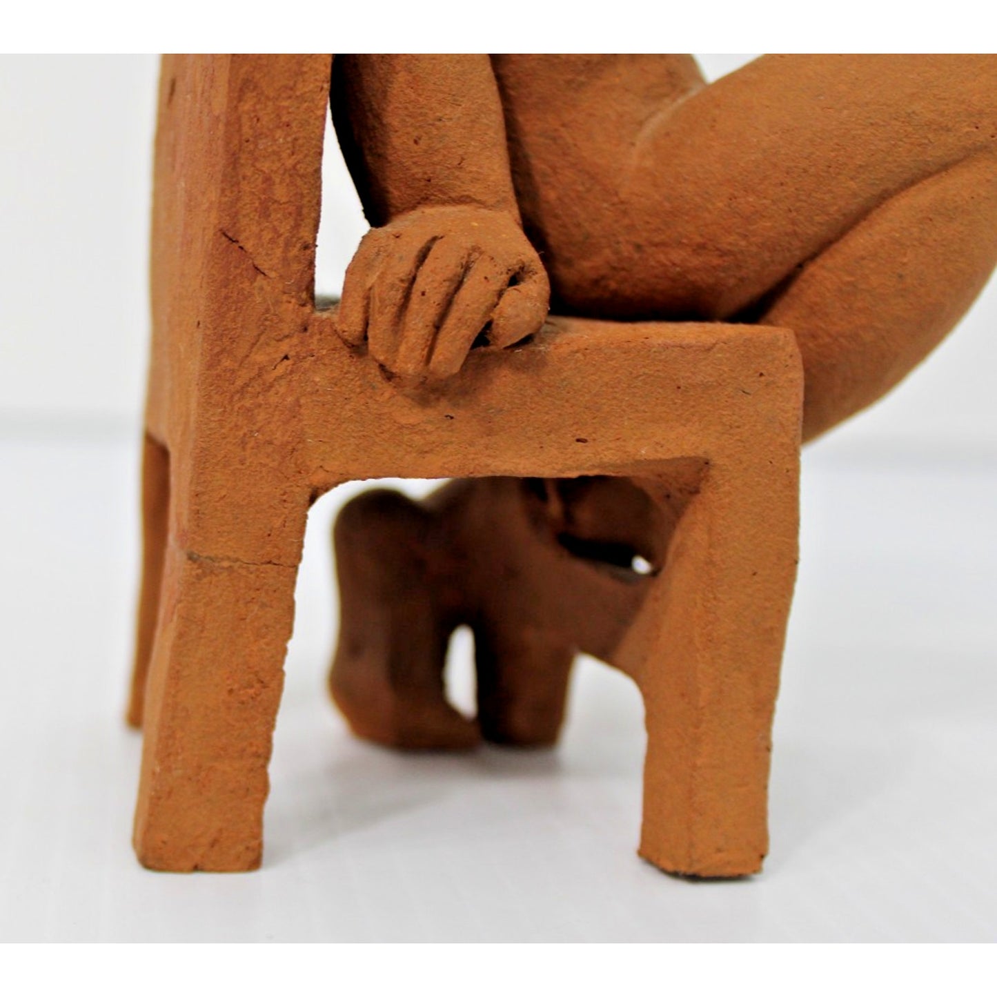 Original Art Sculpture- Terra Cotta- Seated Nude, Signed, 7.75" H