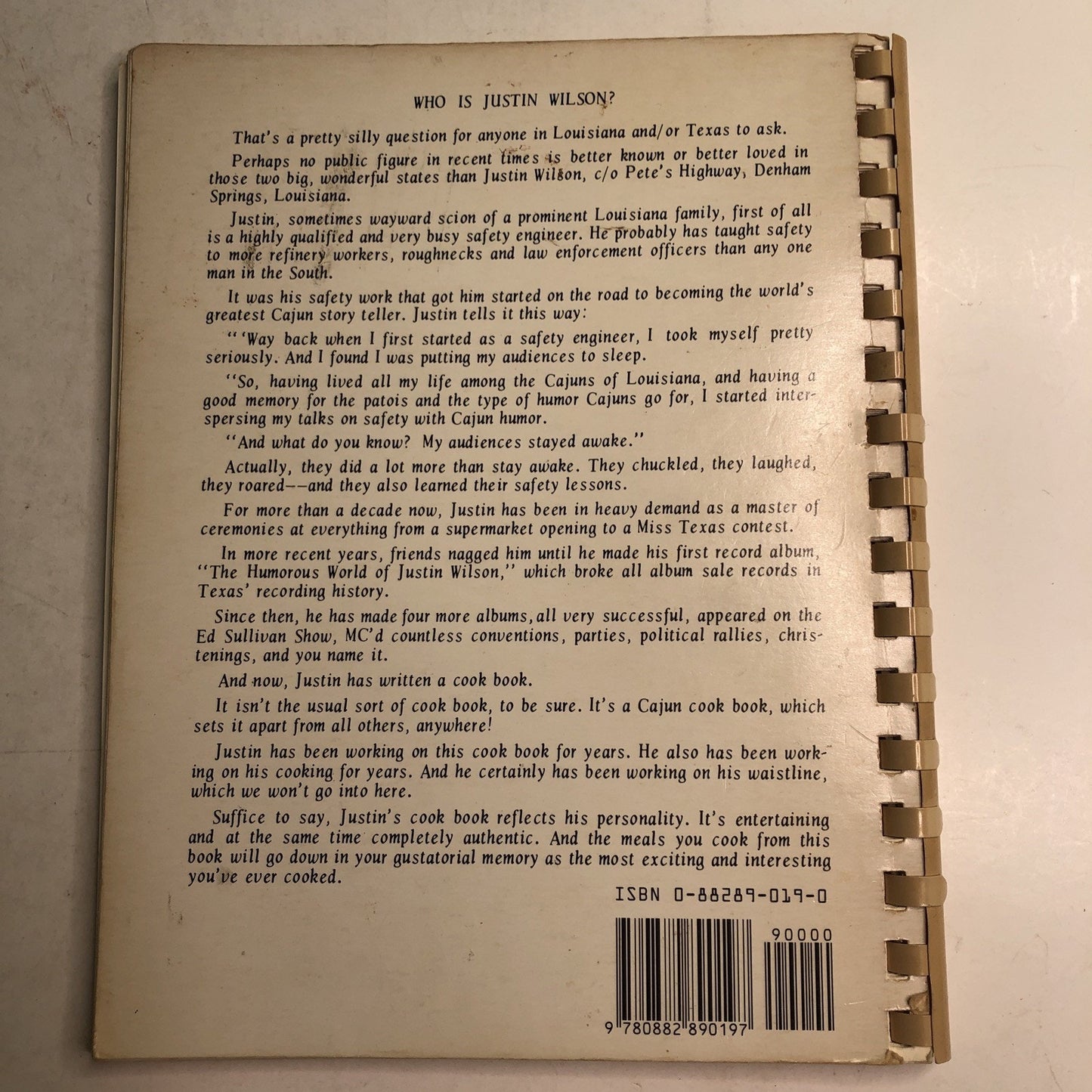 The Justin Wilson Cookbook Cook Book Louisiana Cajun Kitchen 1992 Eleventh Print