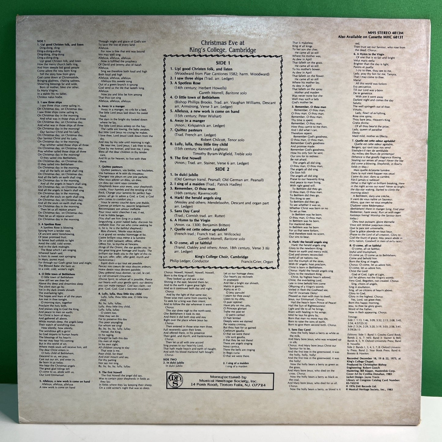 MHS 4813M Christmas Eve At King’s College Choir Cambridge 1983 LP Vinyl Record