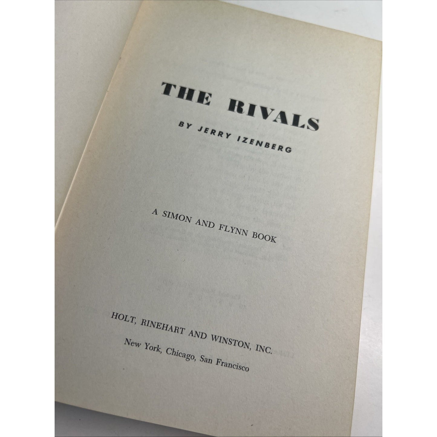 1968 THE RIVALS by JERRY IZENBERG Hardcover Dust Jacket