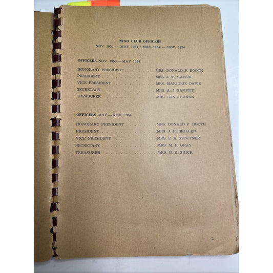 1954 Our Favorite Recipes Cookbook Women’s Auxiliary Of Goppingen WAG