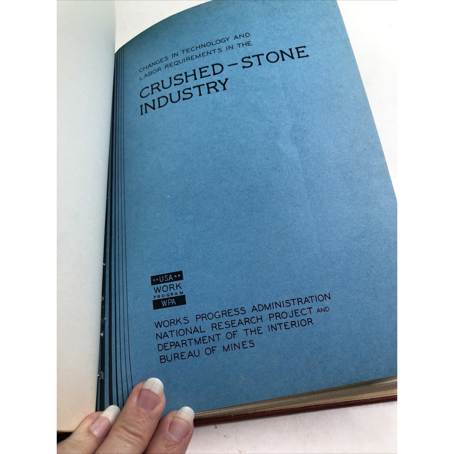 1937 WPA National Research Project Volume 1 Mines Ore Cement Rock Stone HC