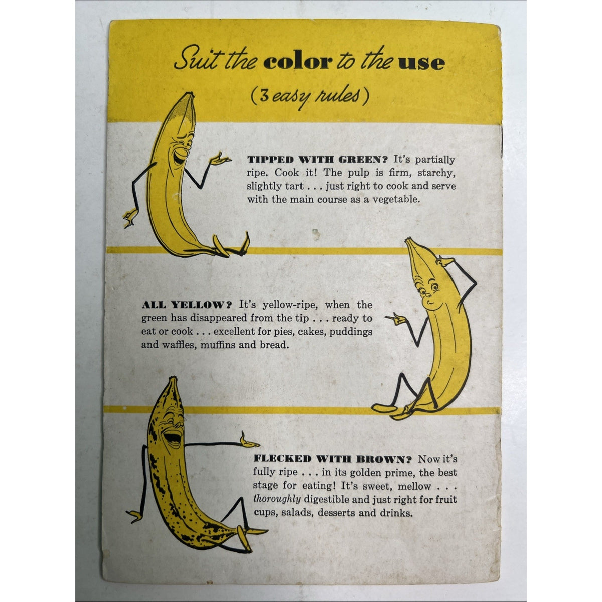 Vintage Mid Century Fruit Dispatch Co BANANAS TAKE A BOW Recipe Guide Booklet