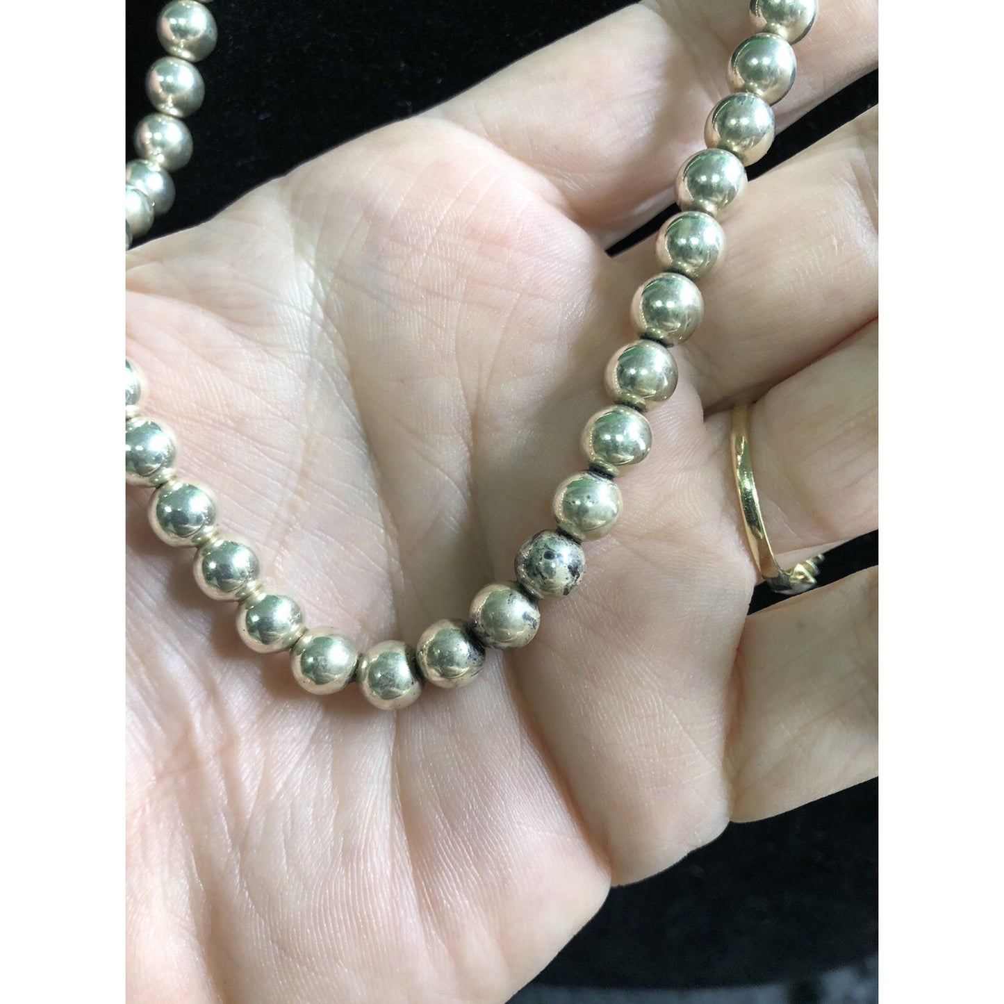 30” Sterling Silver Rope Chain & Beads Necklace 22grams
