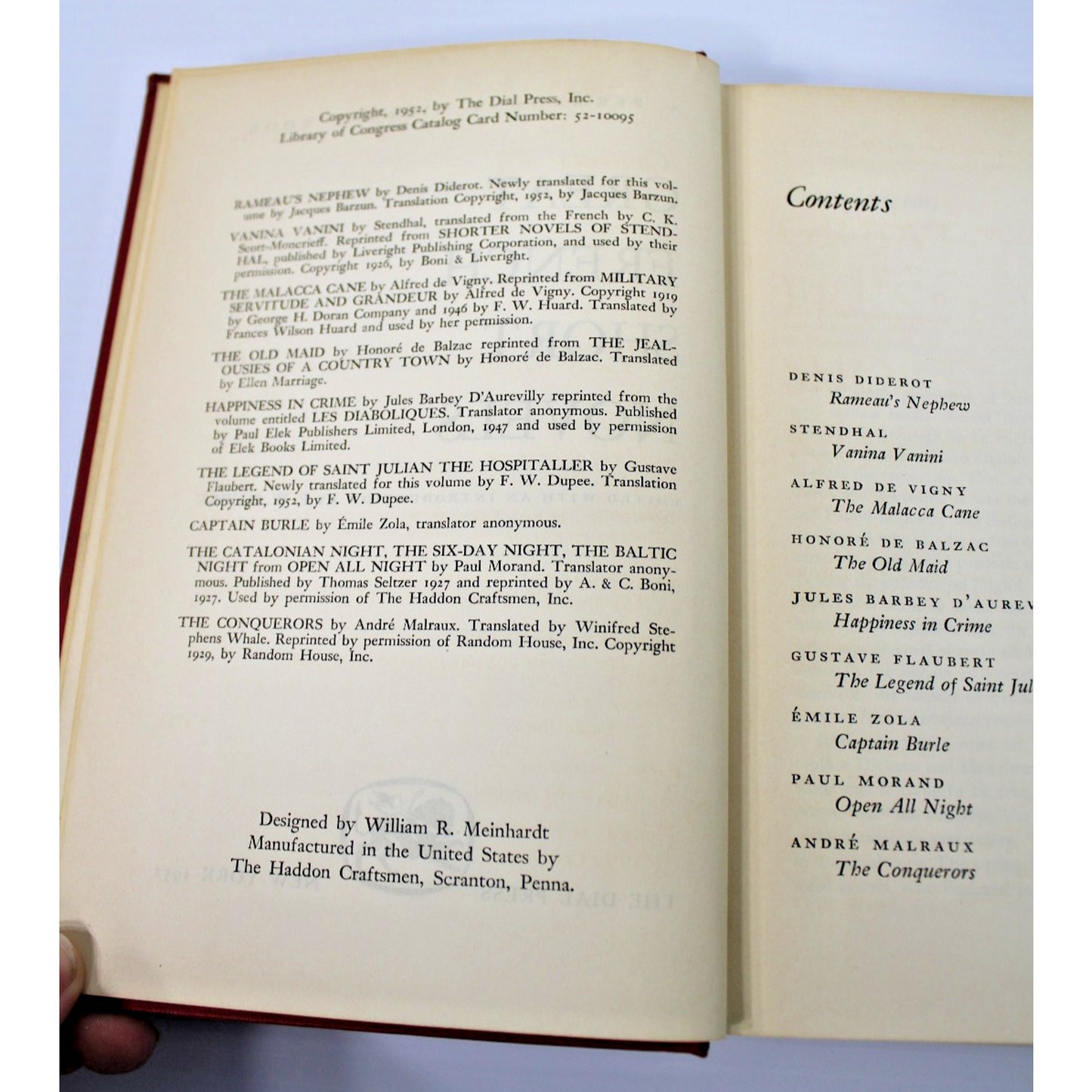 Great French Short Novels- Dial Permanent Library Book, 1952 De Balzac, Flaubert