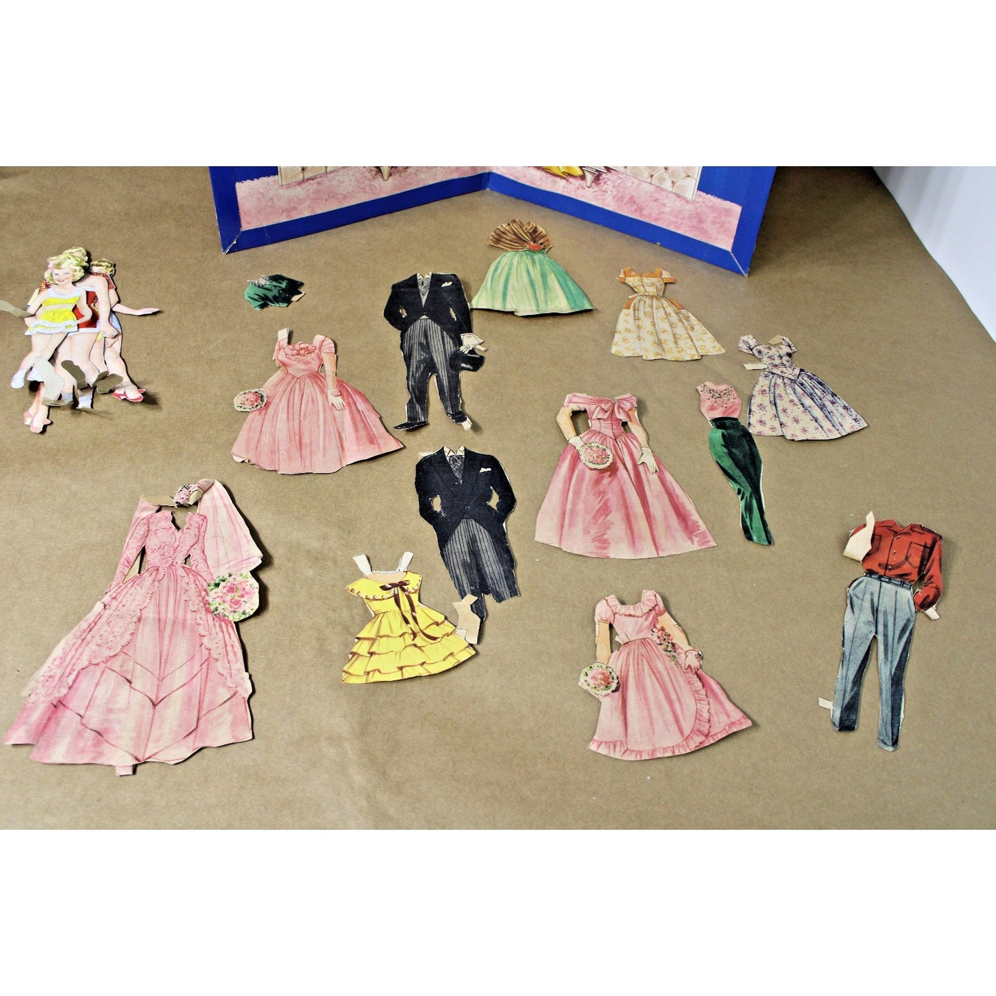 1954 Here's the Bride Original Paper Dolls, Six Dolls and Clothes Mid Century