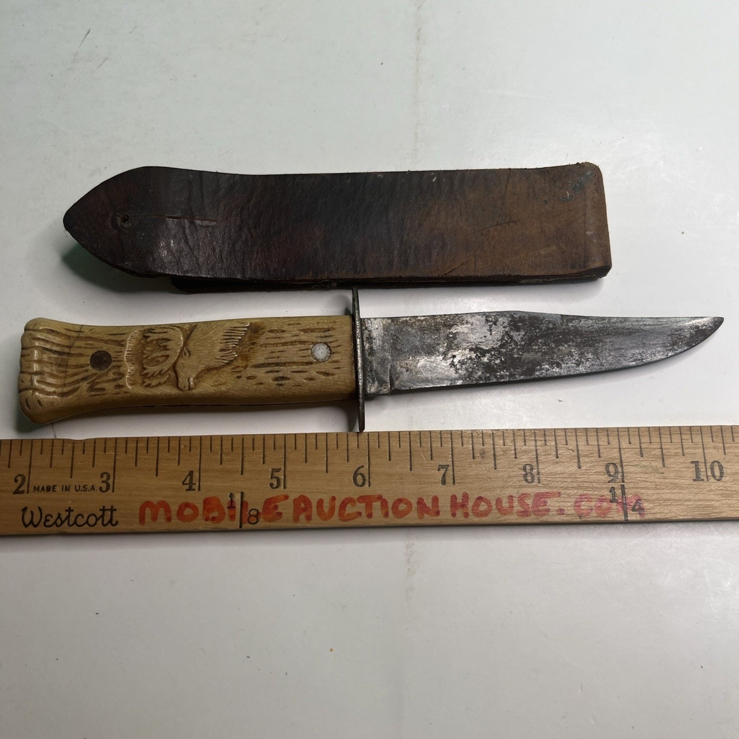 COLONIAL Prov. USA ELK Fixed Blade HUNTING KNIFE with Sheath Vintage