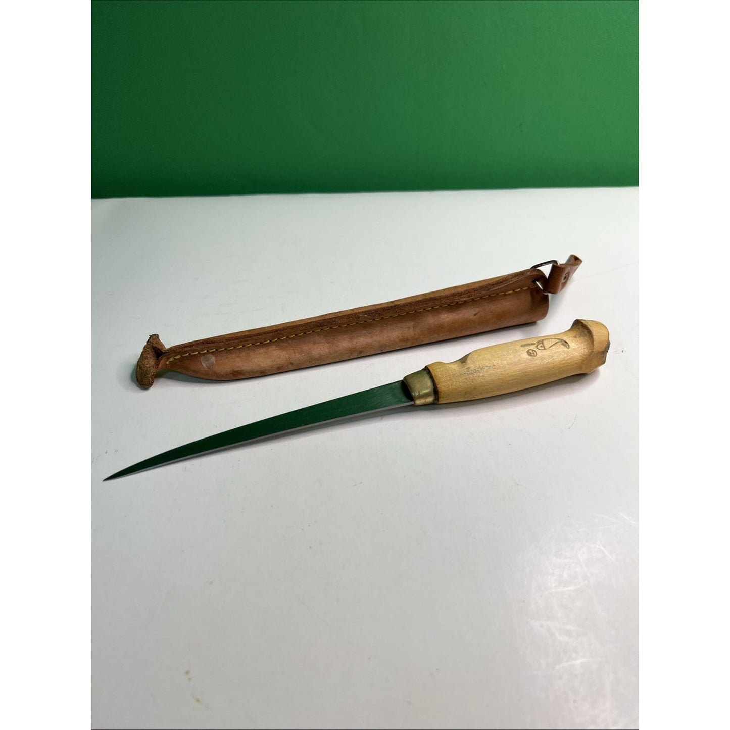 Vintage J Marttiini Rapala Finland Fillet Knife Hand Ground Stainless + Sheath