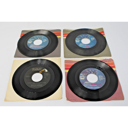Waylon Jennings- Four 7" Country 45 RPMs- Luckenbach, Dukes of Hazzard, More