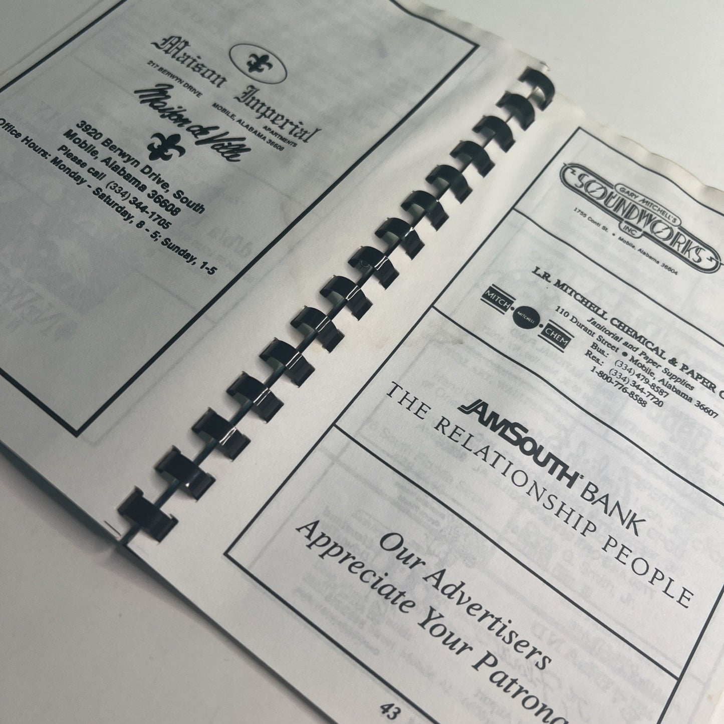 1996 - 1997 Ahavas Chesed Sisterhood Directory Mobile Alabama Advertising