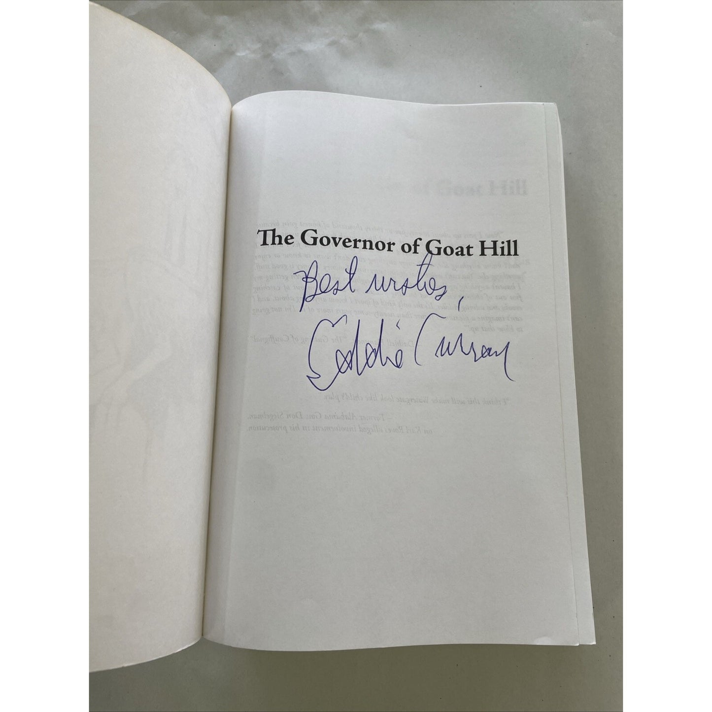 The Governor of Goat Hill : Don Siegelman By Eddie Curran 2009 Signed by Author