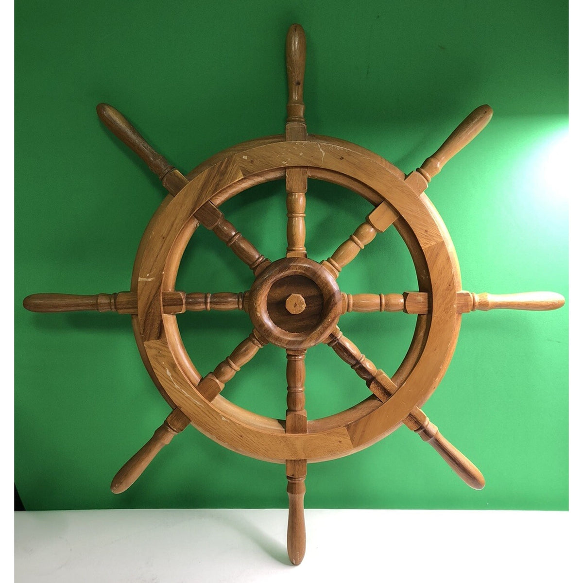 Airguide Deluxe 30” Wood Ship Wheel With Compensated Barometer Made In USA