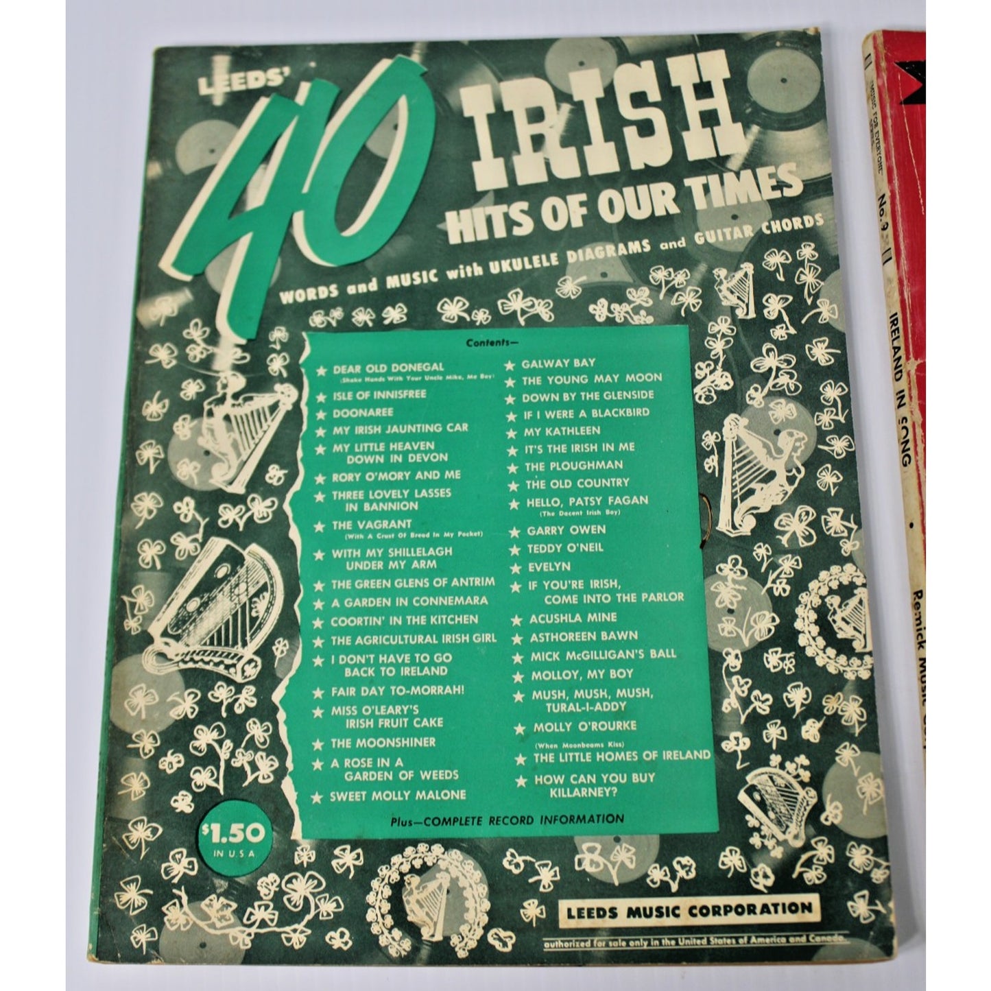 2 Vintage 1950s Irish Music Songbooks for Piano, Voice, Guitar, Ukelele