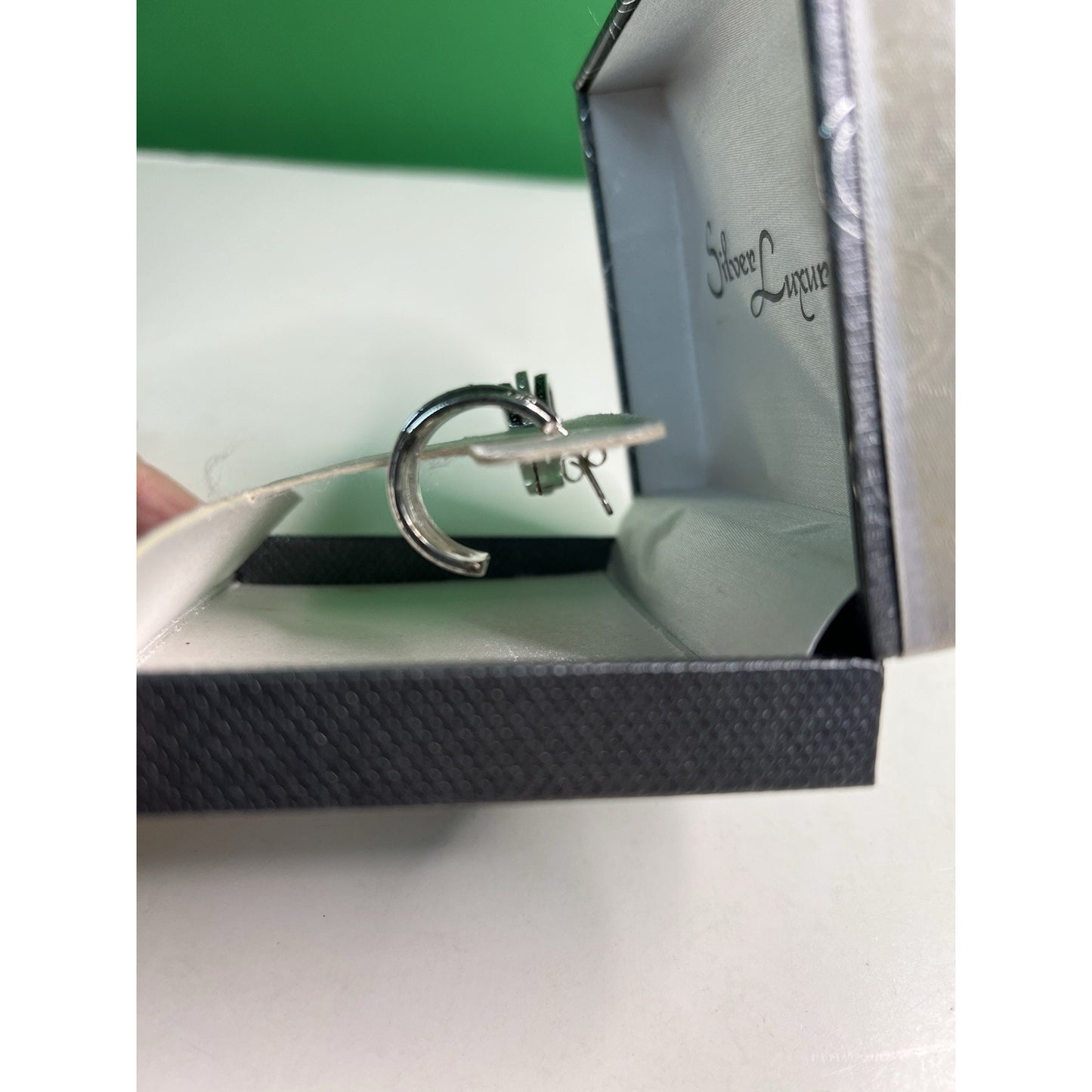 Silver Luxuries Silver Plated Hoop Earrings Genuine Marcasite New In Box
