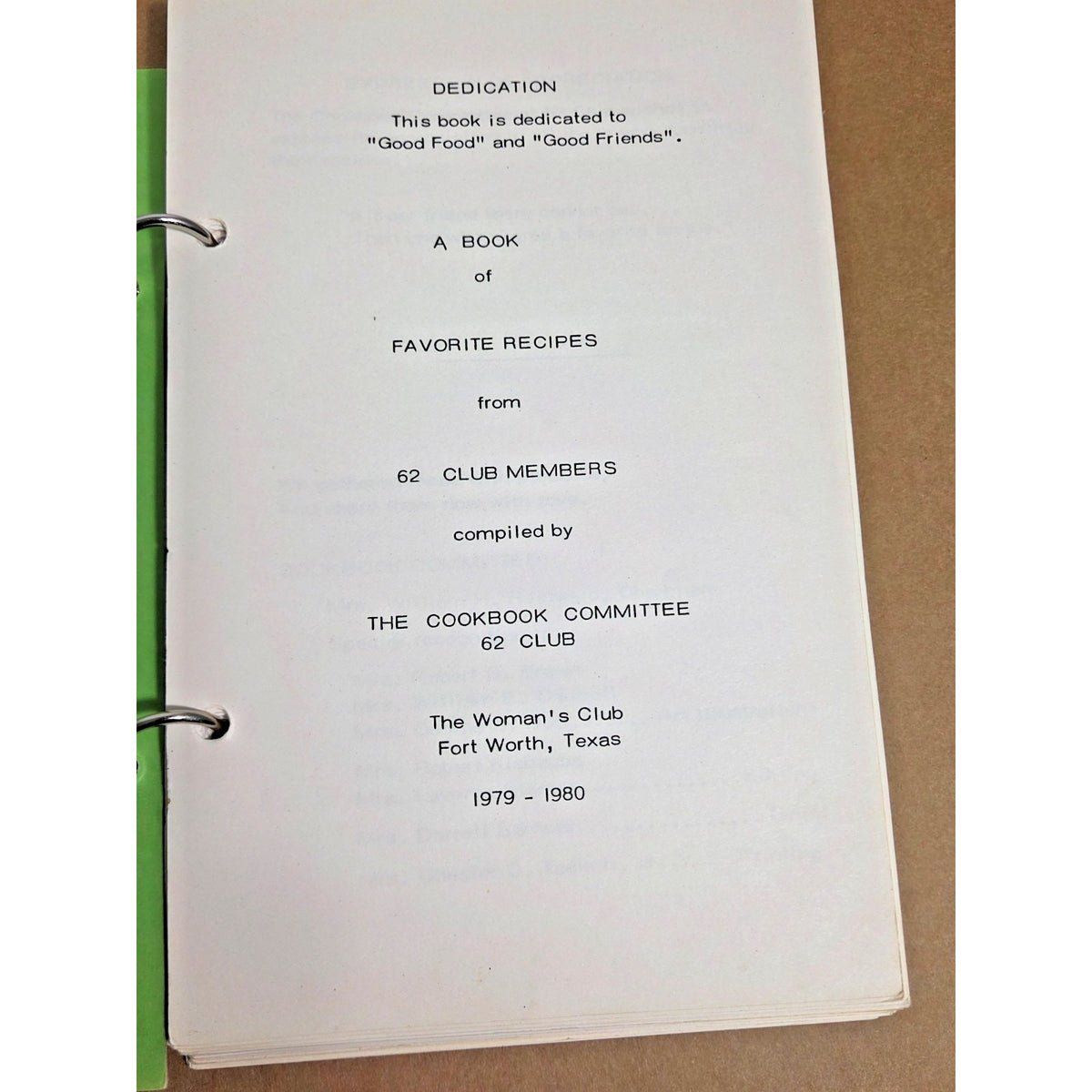 Vintage 1979 Fort Worth Woman's Club Cookbook "...And a Measure of Love"