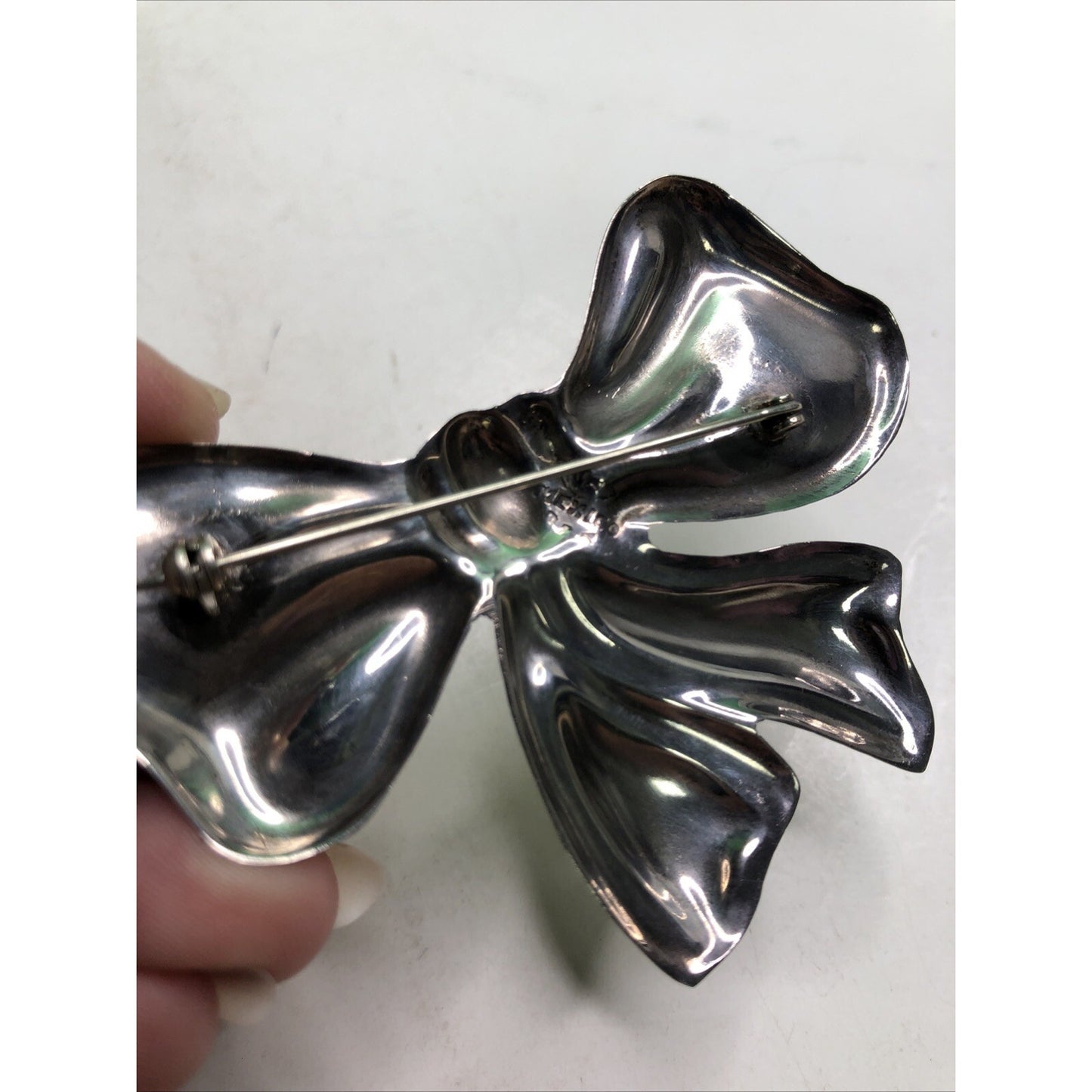 Vintage Sterling Silver .925 Mexico Large Bow Brooch Pin