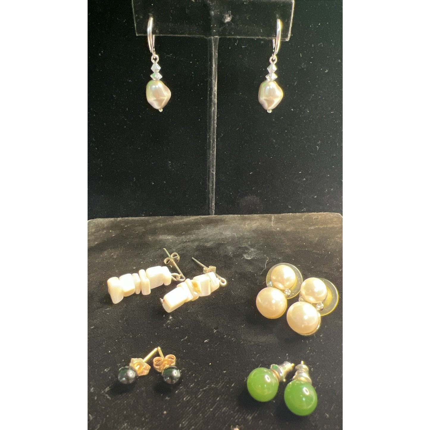 LOT OF MIXED STUD POST & DANGLE EARRINGS 5 PAIRS Variety