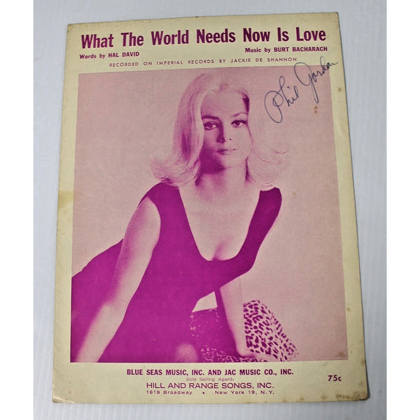 Vintage Sheet Music- 3 Songs by Burt Bacharach & Hal David, Signed Phil Gordon
