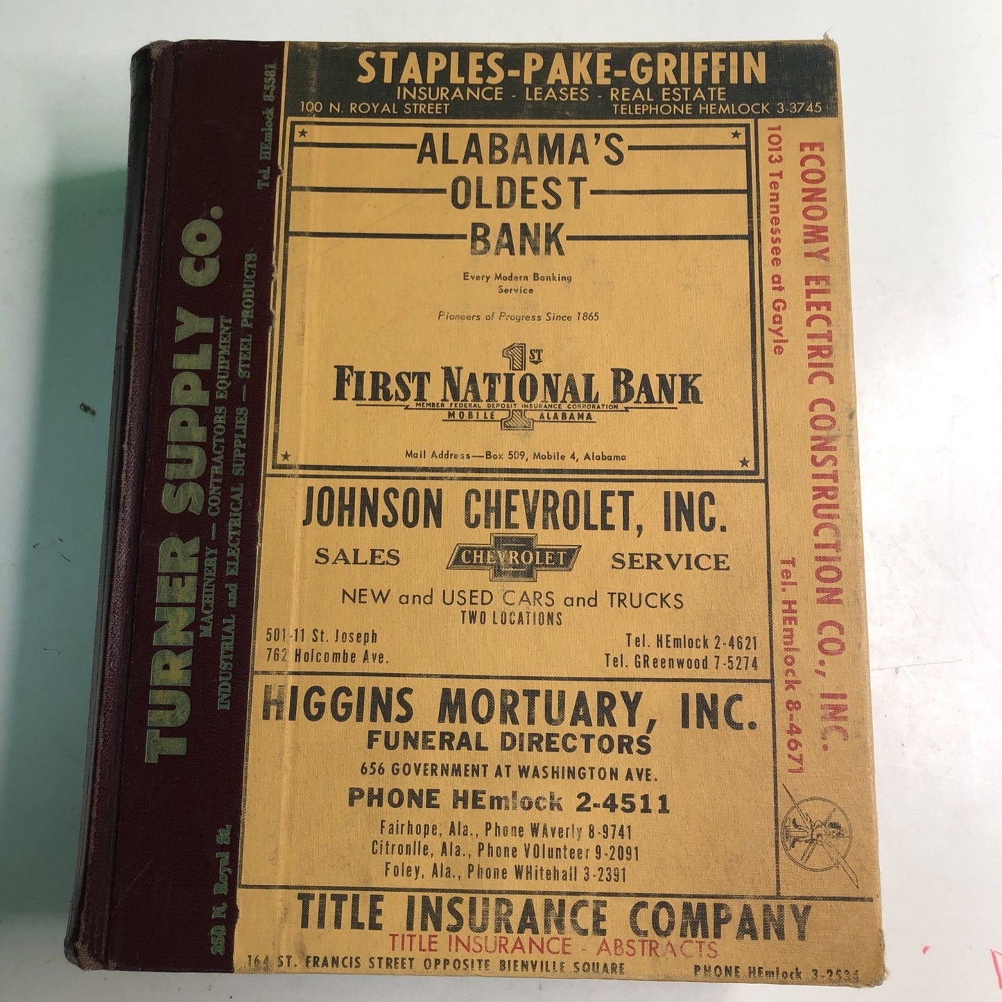 1958 R. L. Polk Mobile County Alabama City Directory Advertising History AL ALA