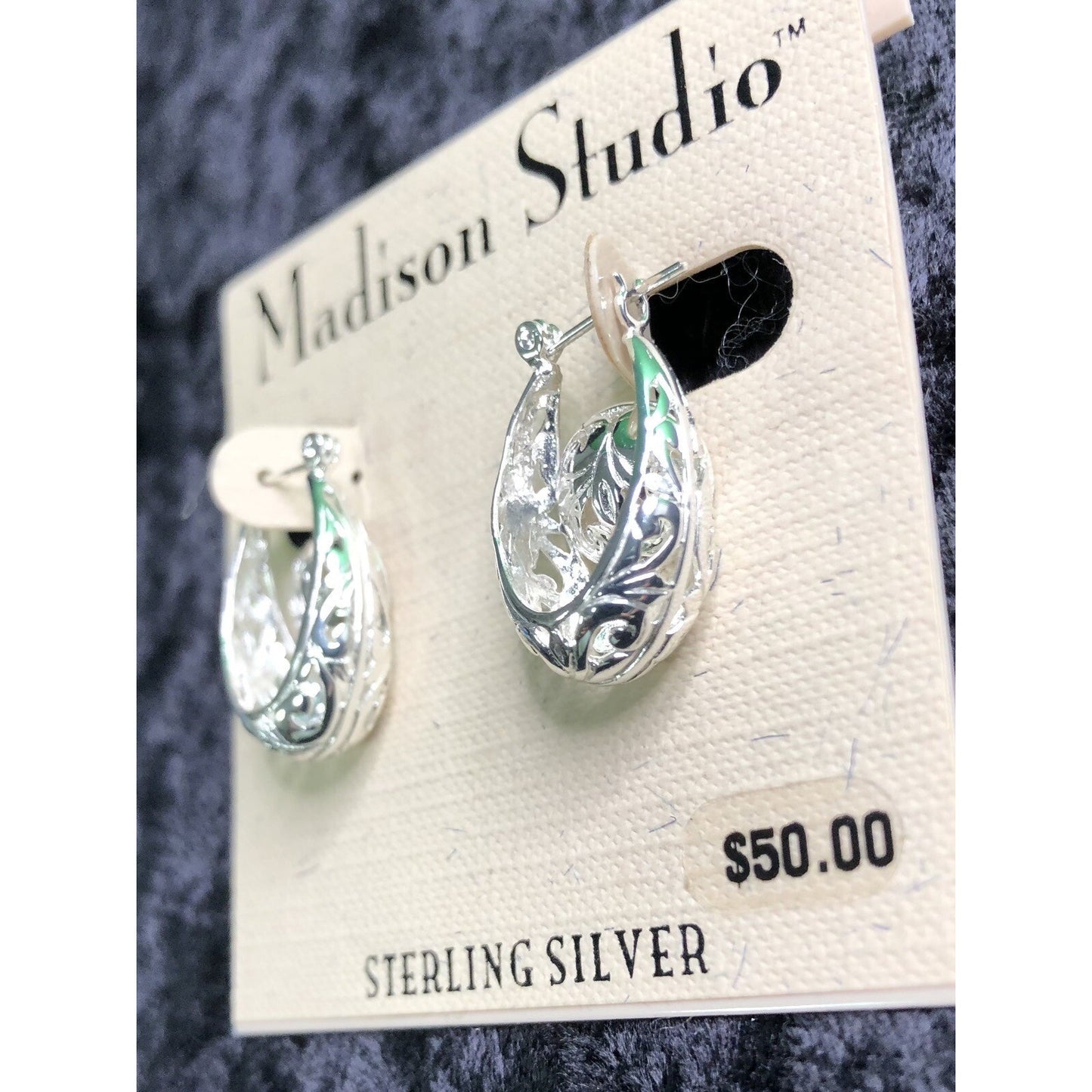 Two Pair Madison Studio Sterling Silver Post Earrings Hoops AND Studs