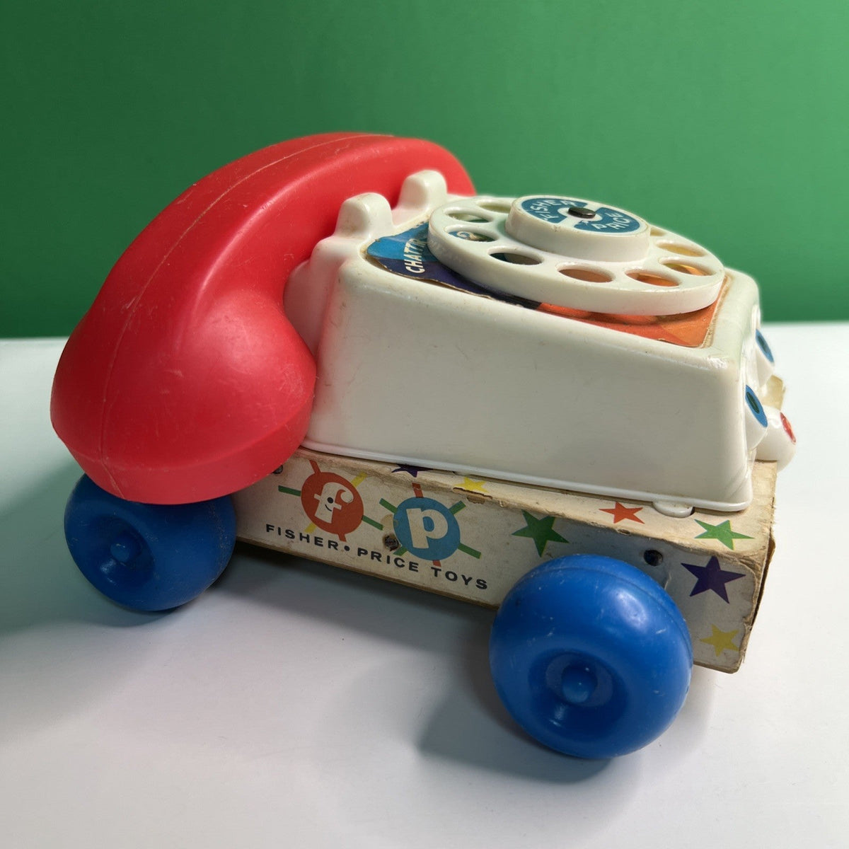 Vintage 1961 Fisher Price Chatter Phone Rotary Telephone Pull Toy #747