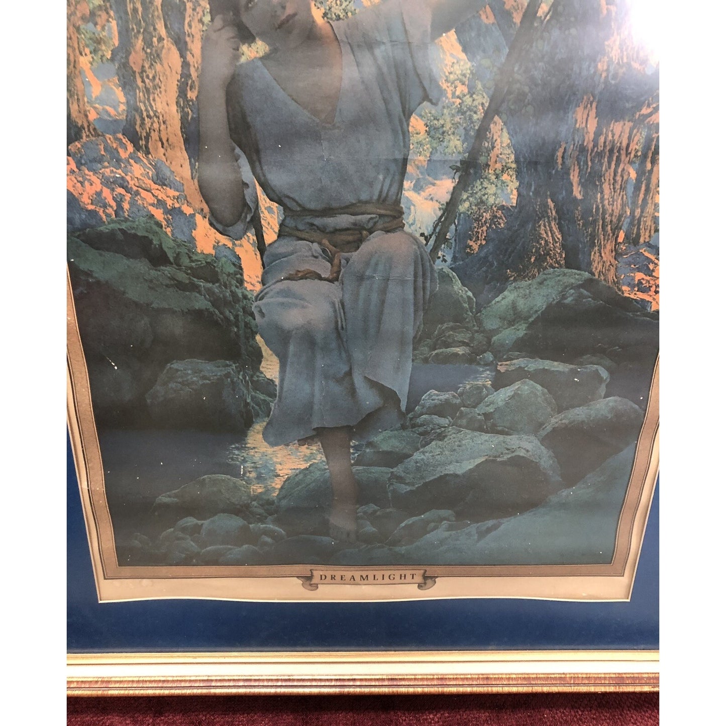 1924 Maxfield Parrish DREAMLIGHT Print 40”x28” Framed Edison Lamp Works GE