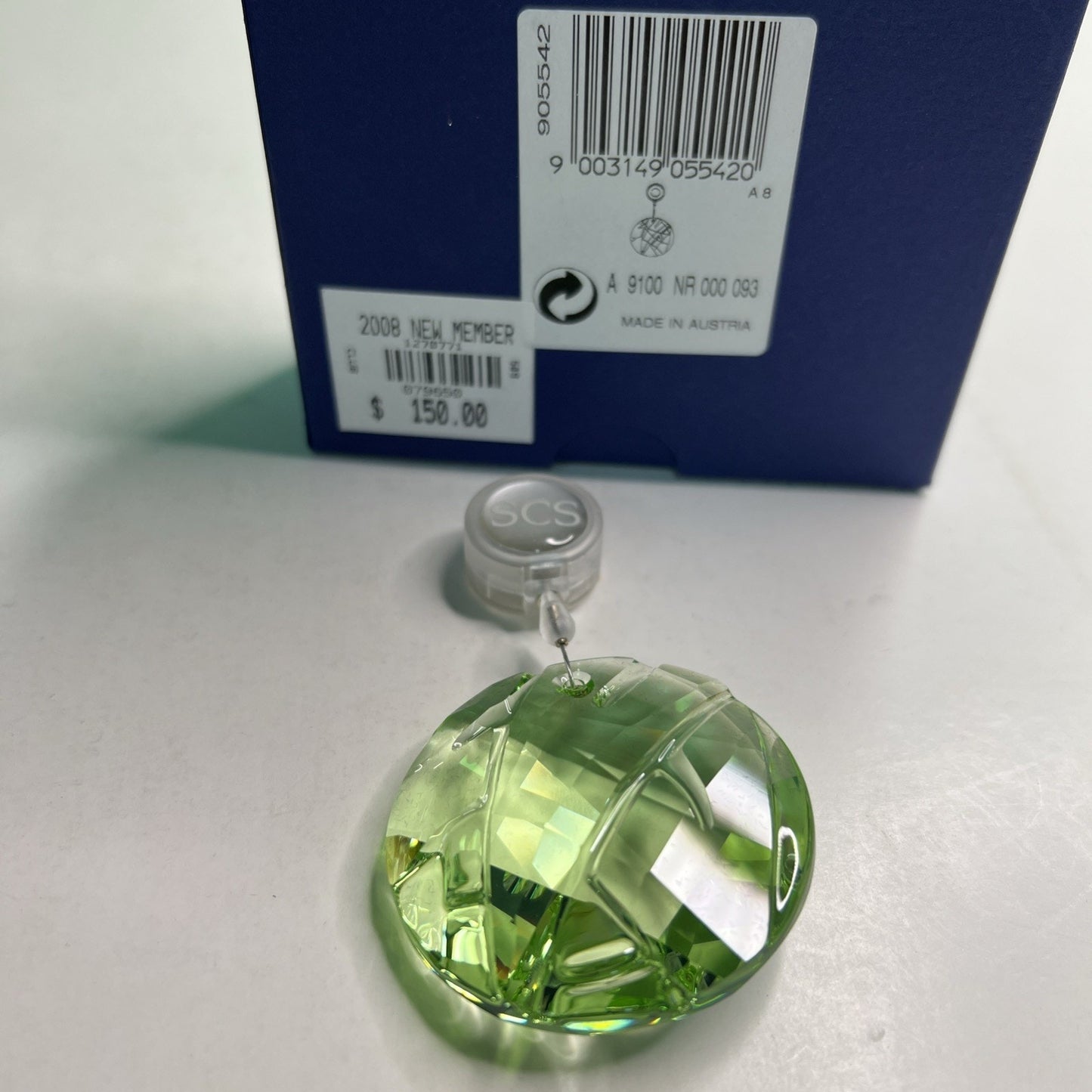 Swarovski Crystal Window Gem Ornament SCS Green Bamboo 905542 2008 New Member