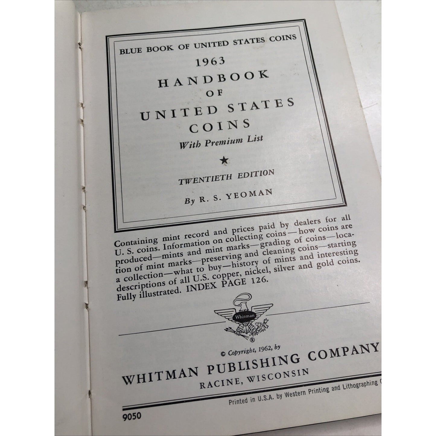 Vtg 1963 Handbook Of United States Coins 20th Edition Blue Book R. S. Yeoman Ref