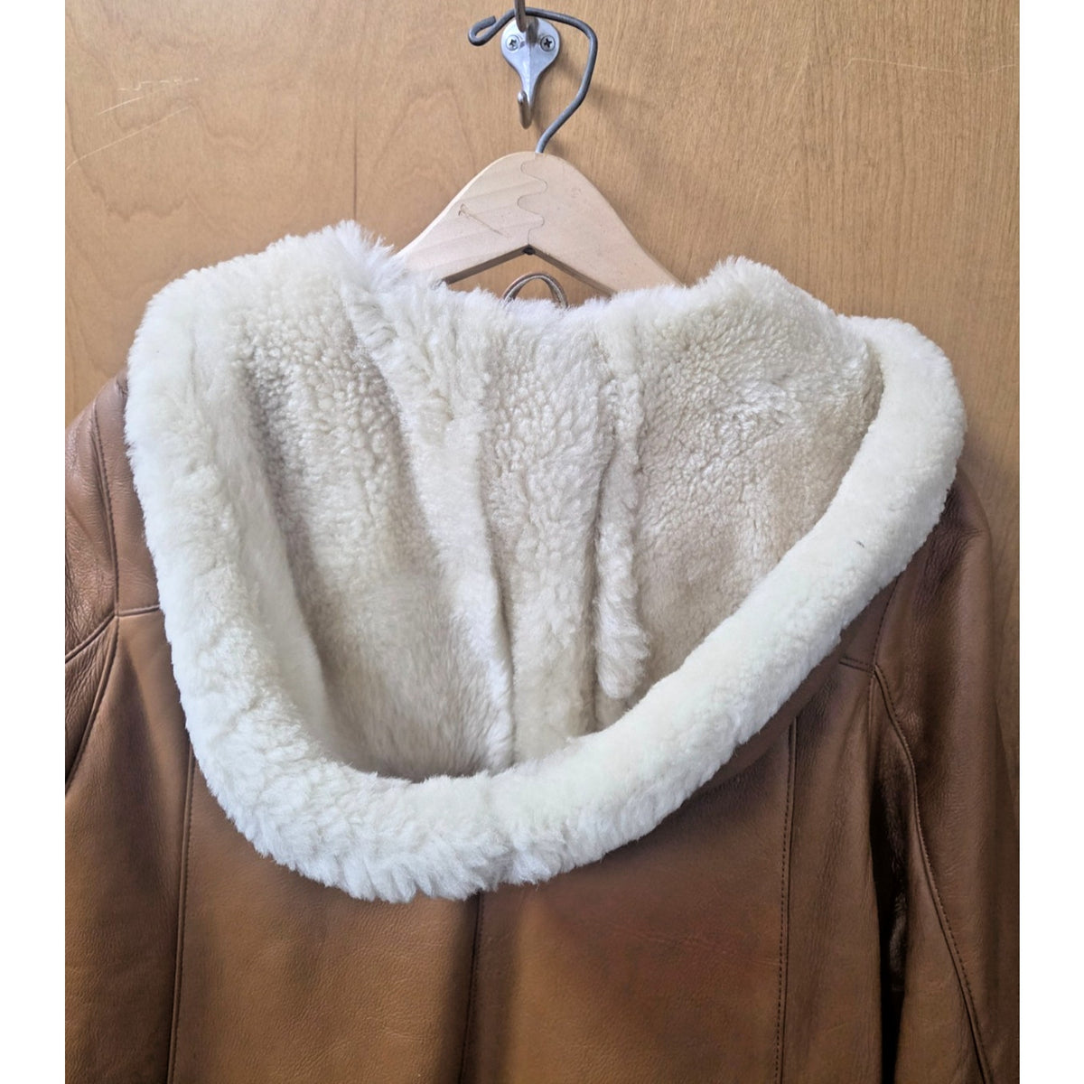 Vintage Italian Shearling Hooded Coat | Real Leather & Wool | US 8 / IT 44