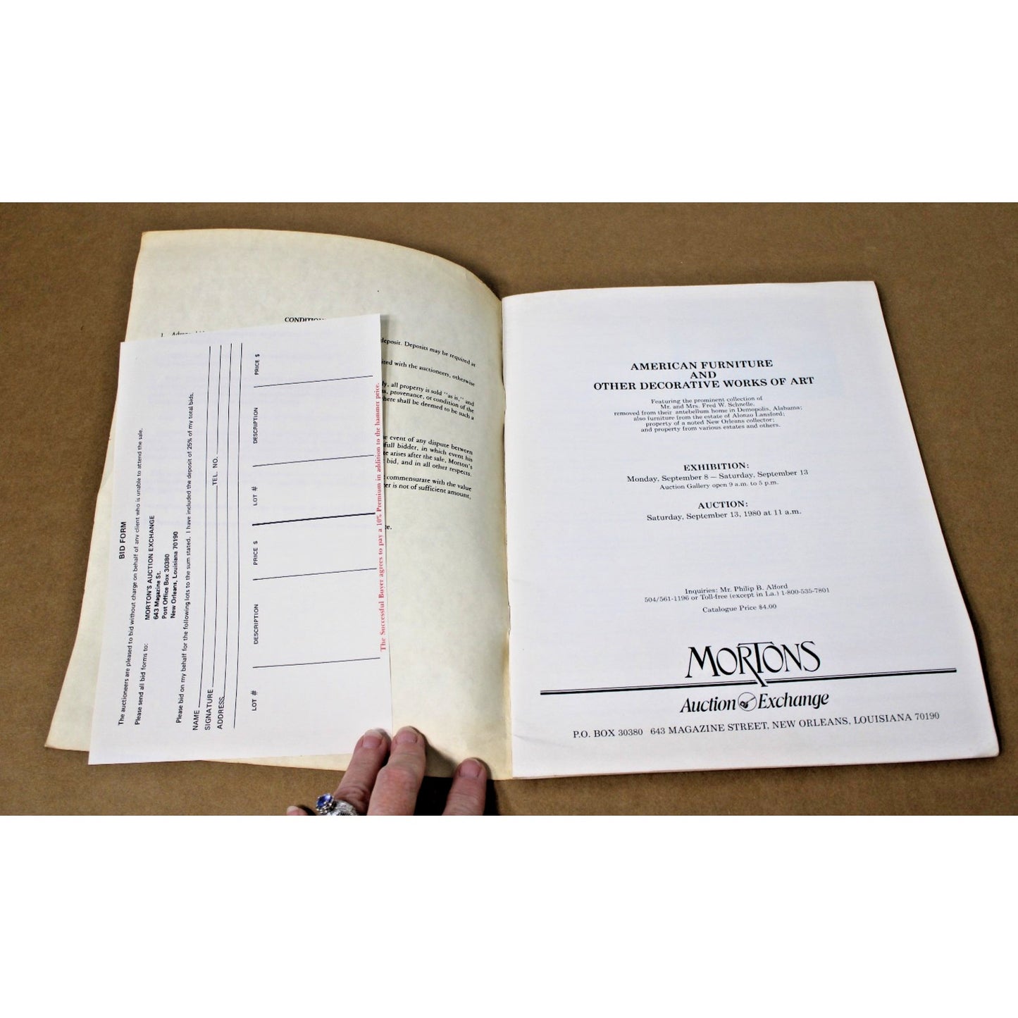 Morton's Auction New Orleans American Furniture and Decorative Arts Catalog 1980