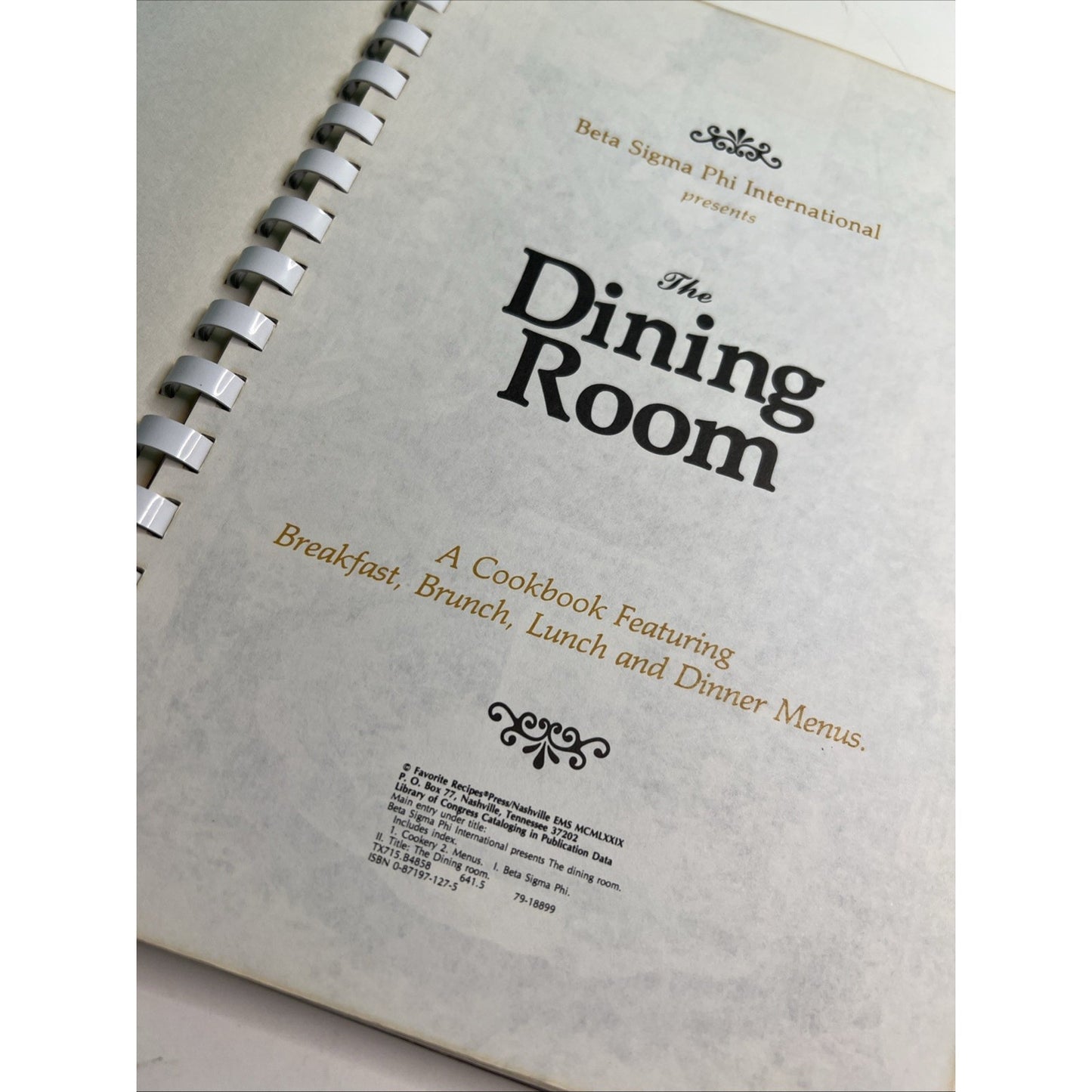 The Dining Room Beta Sigma Phi International Vintage Spiral Menu Cookbook PB