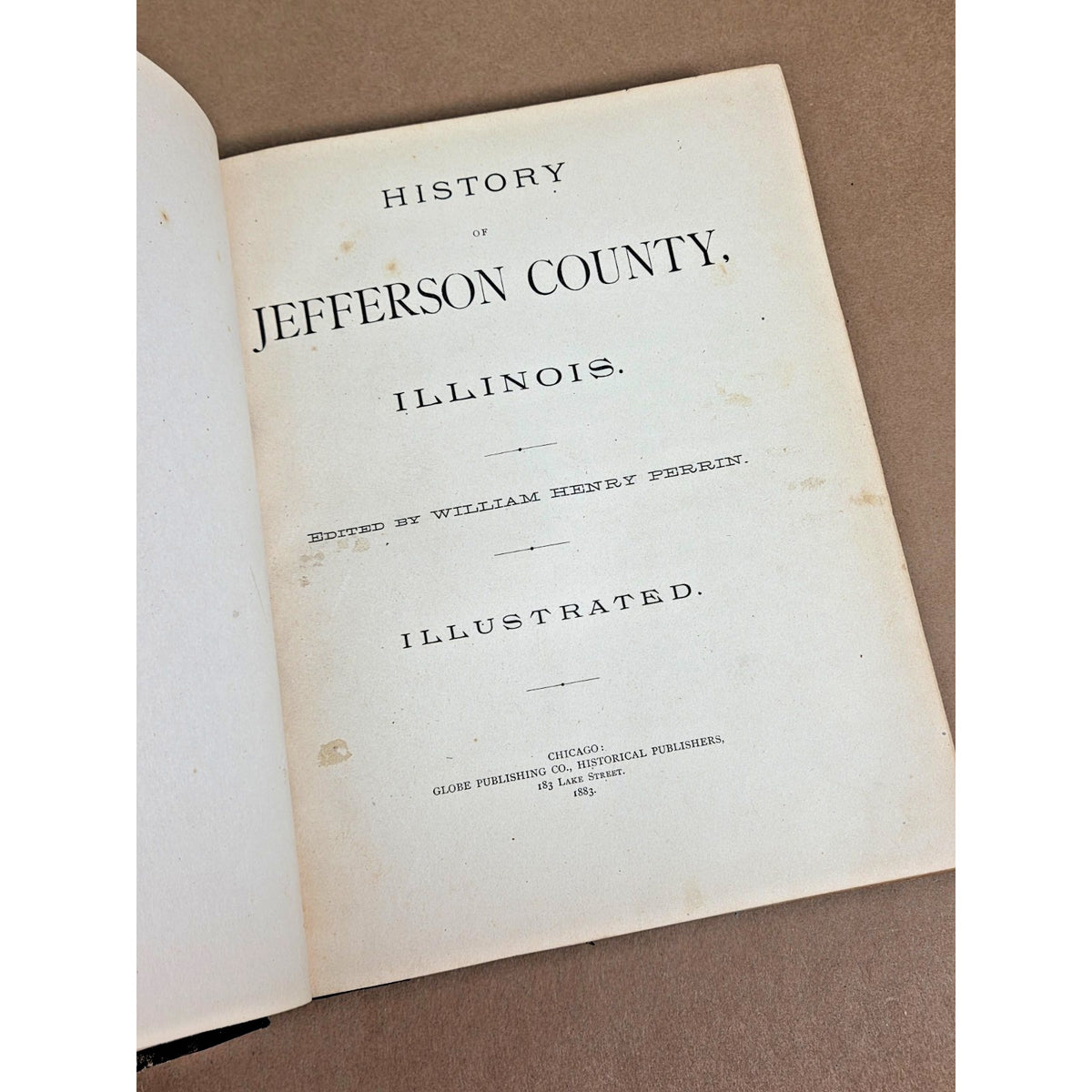 1883 History of Jefferson County Illinois William Henry Perrin First Edition