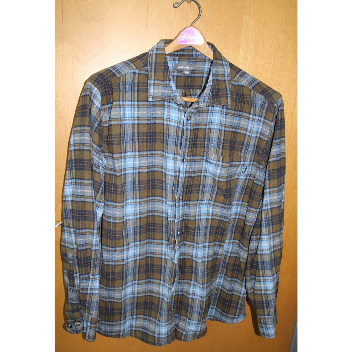 Eddie Bauer Men's XL Bristol Flannel Shirt in Deep Denim Plaid