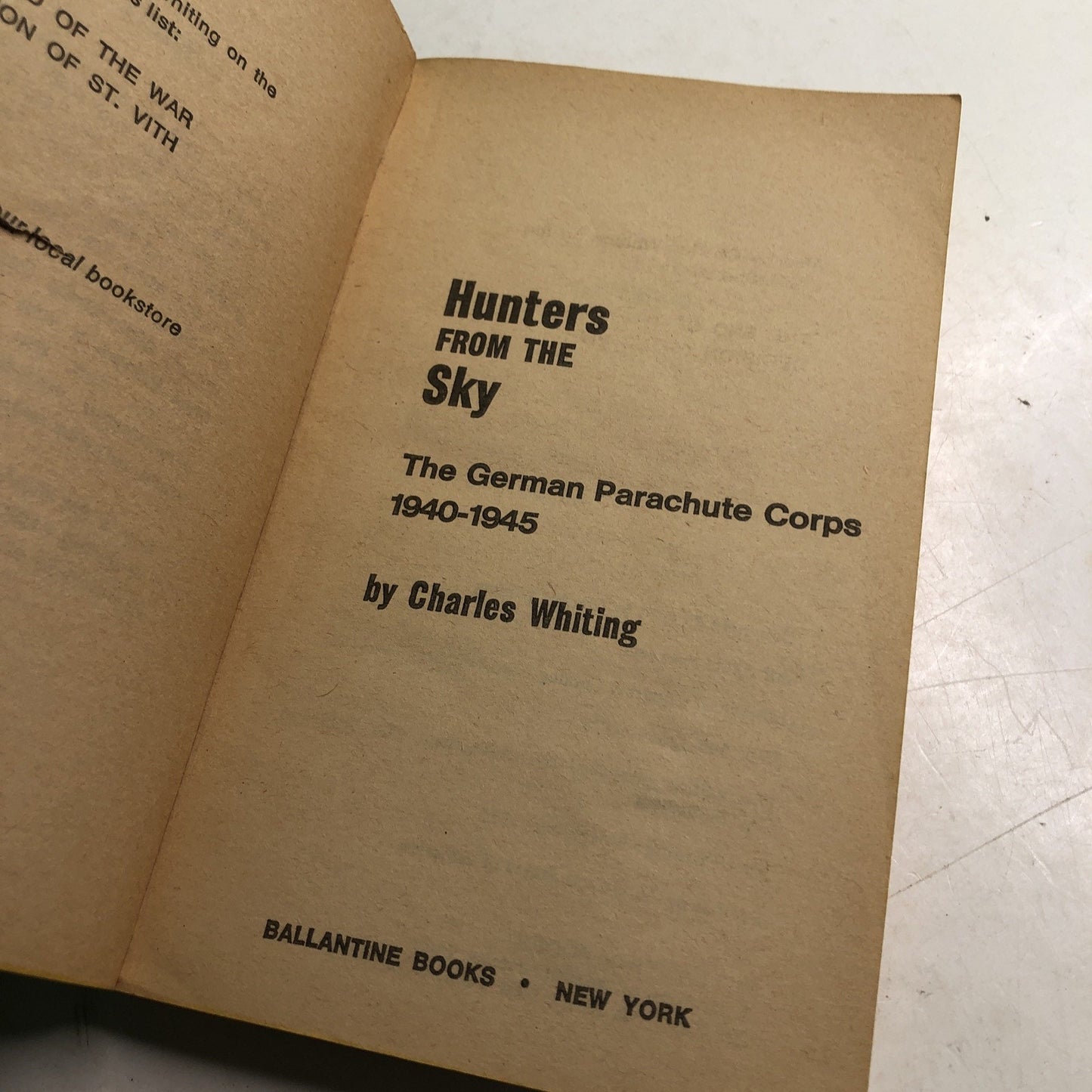 Hunters From The Sky (1975) By Charles Whiting WW2 History German Paratroopers