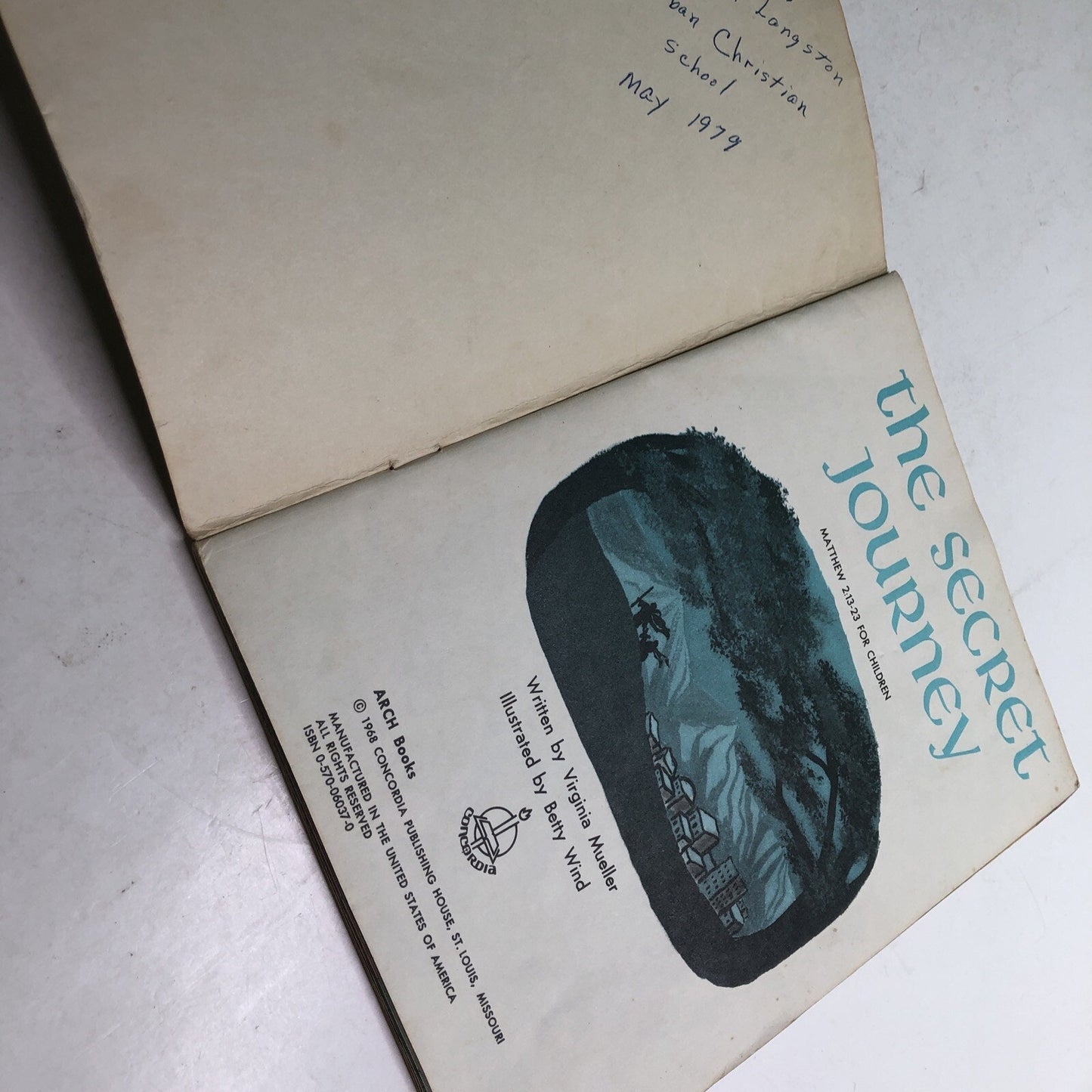 1968 The Secret Journey Religious Book for Children Arch Books Virginia Mueller