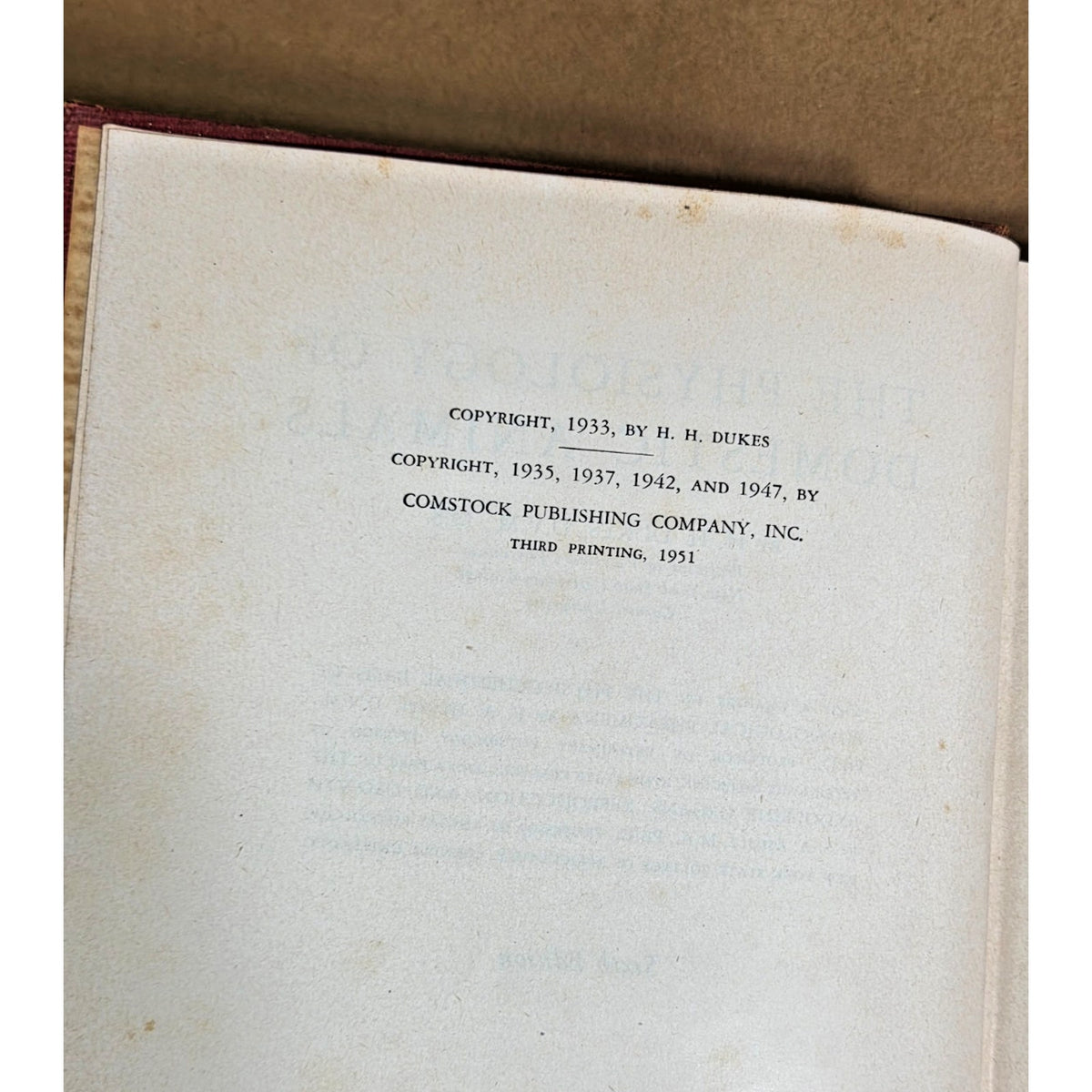 Vintage 1951 The Physiology of Domestic Animals - Dukes Veterinary Textbook