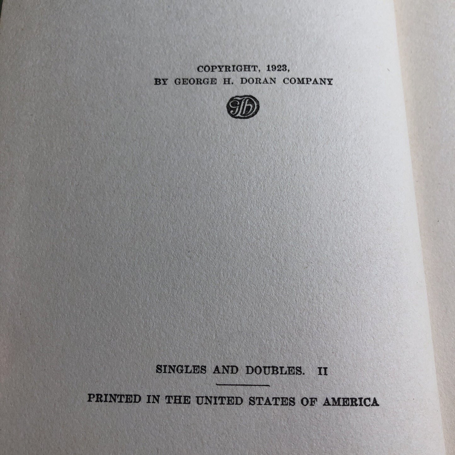 WILLIAM T. TILDEN, SINGLES AND DOUBLES 1923 First Edition HC Ex Library Tennis