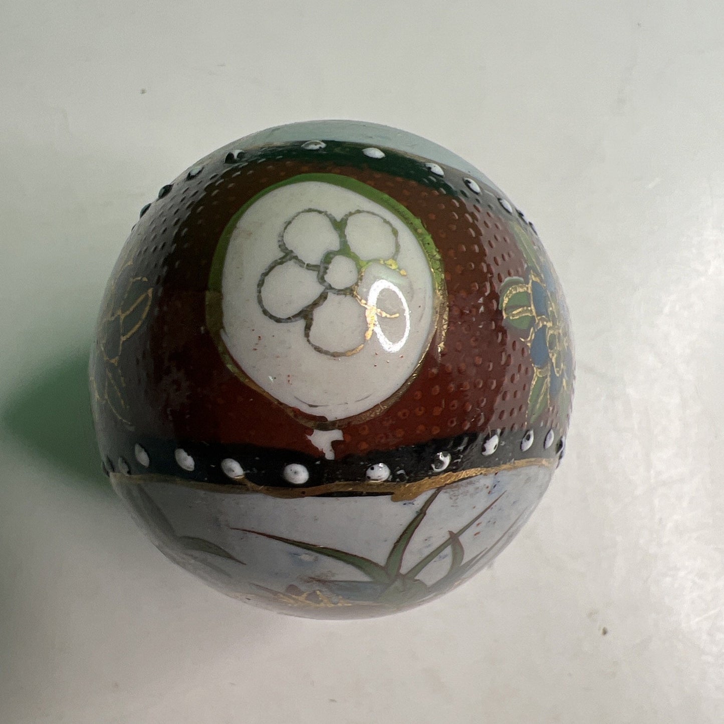 Vtg Satsuma Hand Painted Asian Oriental Chinese Ceramic Egg Fruit Floral