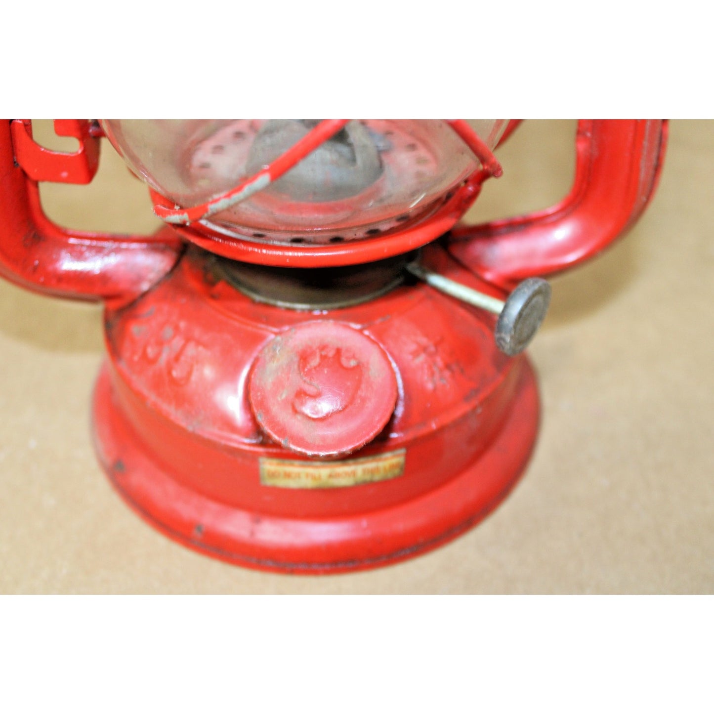 Vintage Pair of Red Kerosene Lanterns, Oil Lamps, 1 Swallow Brand, 10.5" H
