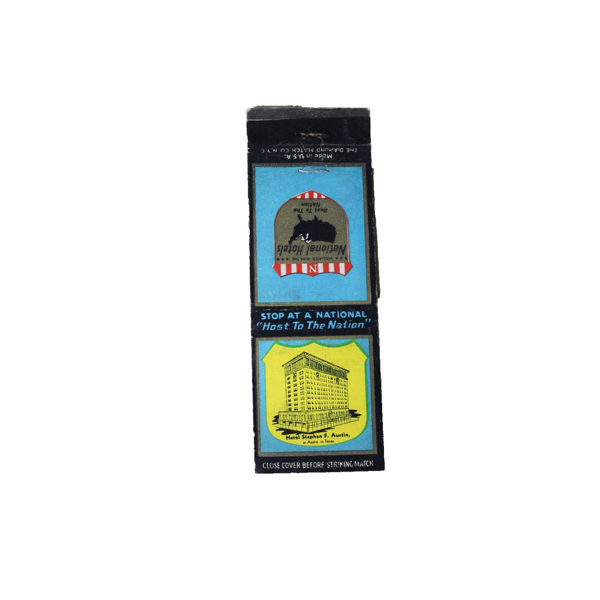Vintage Mid Century Advertising Matchbook Stephen F. Austin National Hotels