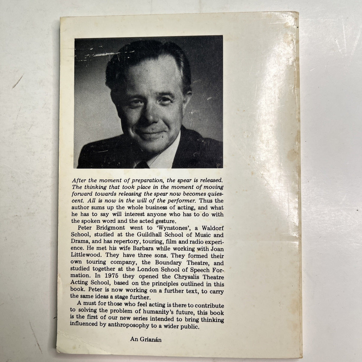 1983 PB The Spear Thrower by Peter Bridgmont Ideas For Actors Letter From Author