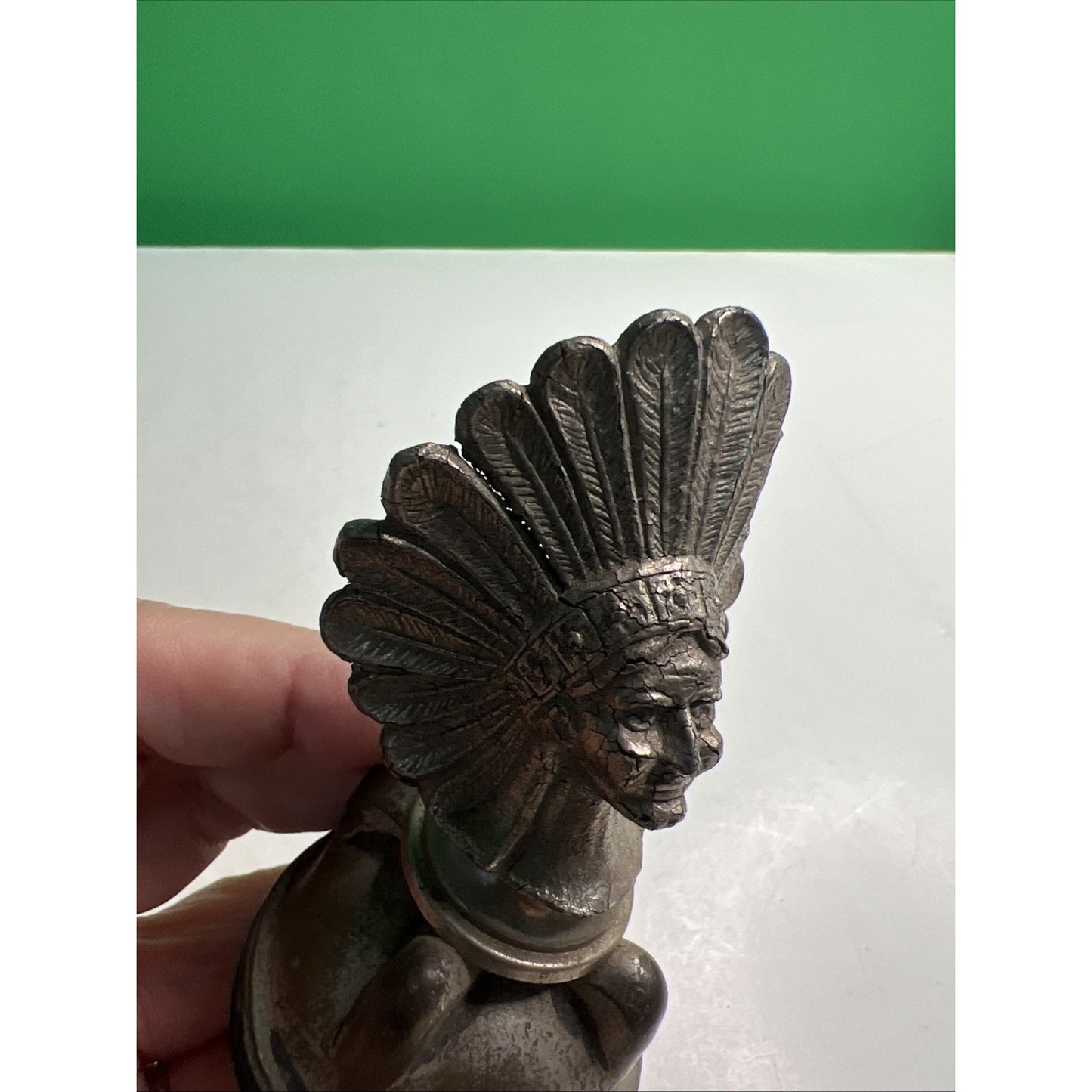 Vintage Metal Indian Chief Radiator Cap Hood Ornament Pontiac Rat Rod No Marks