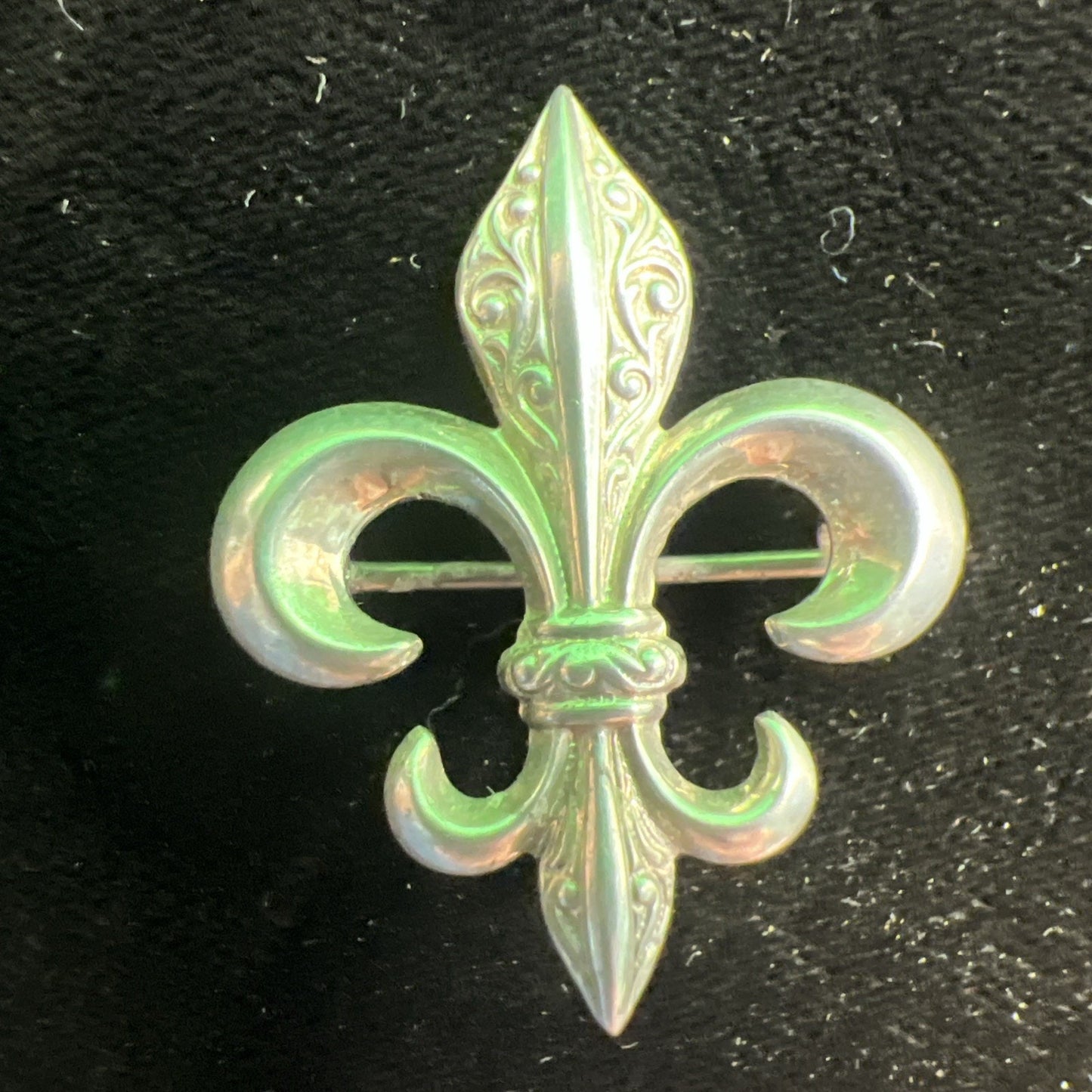 Vintage Sterling Silver Fleur de Lis Scarf Pin Lapel Brooch Pendant Multi Purpos