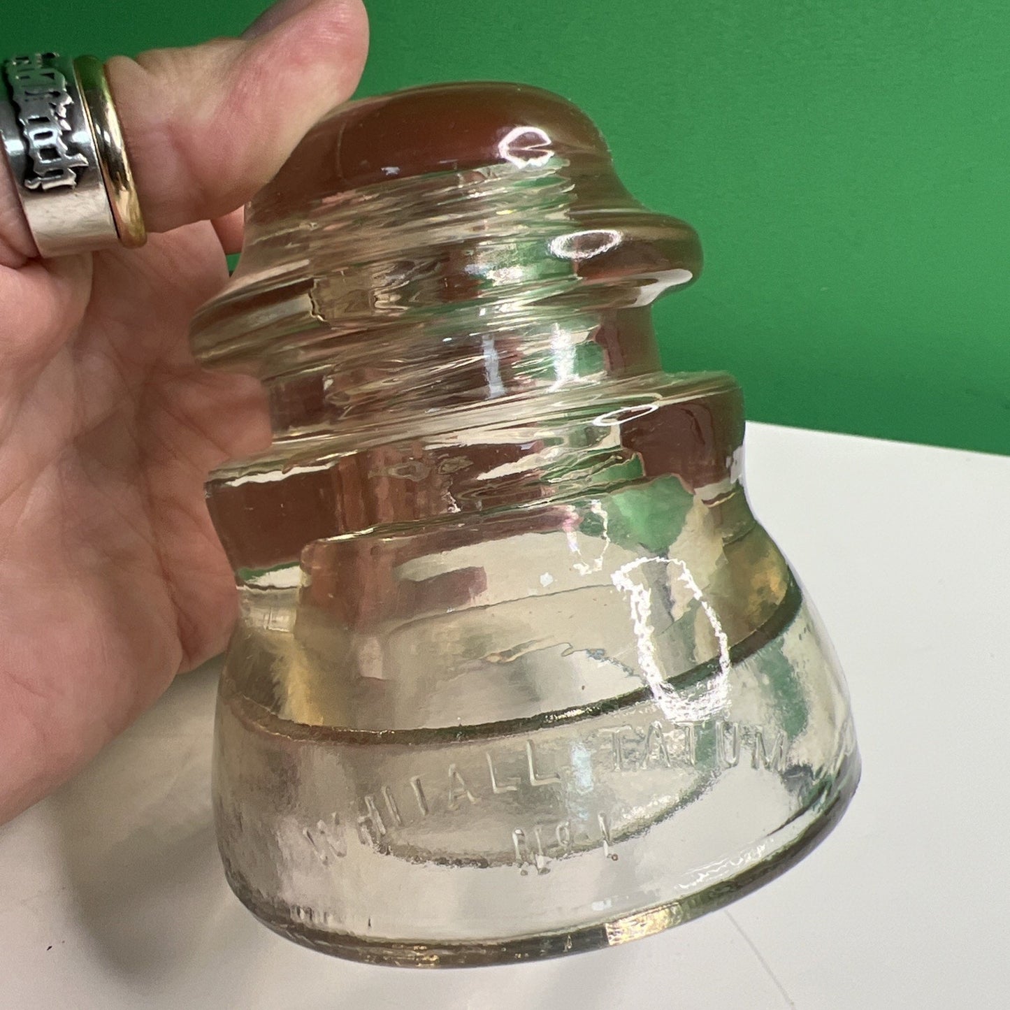 Vintage WHITALL TATUM No.1 12-41 Clear Glass Insulator Made in the USA