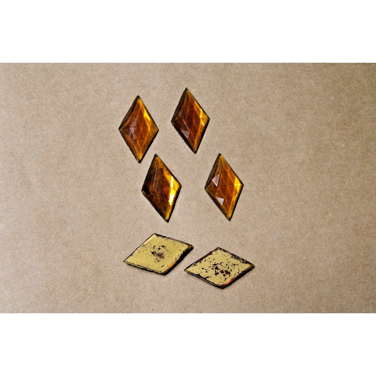 1 lb Bag VTG Faceted Amber Diamond-shaped Stones, NOS West Germany Jewels