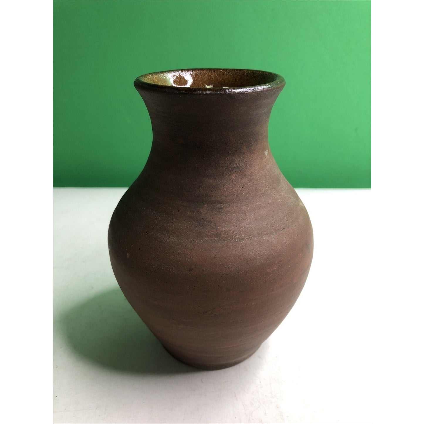 James Towne Collony Pottery Pitcher Hand Thrown Jamestown VA Raku Redware Brown