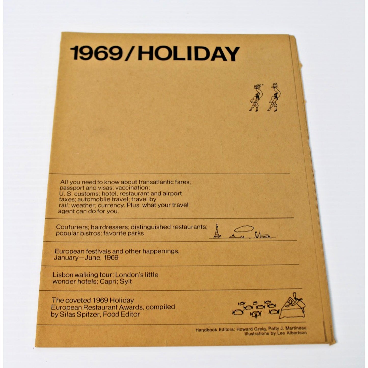 Vintage 1969 HOLIDAY Magazine Europe Travel Handbook, Best Restaurants Festivals