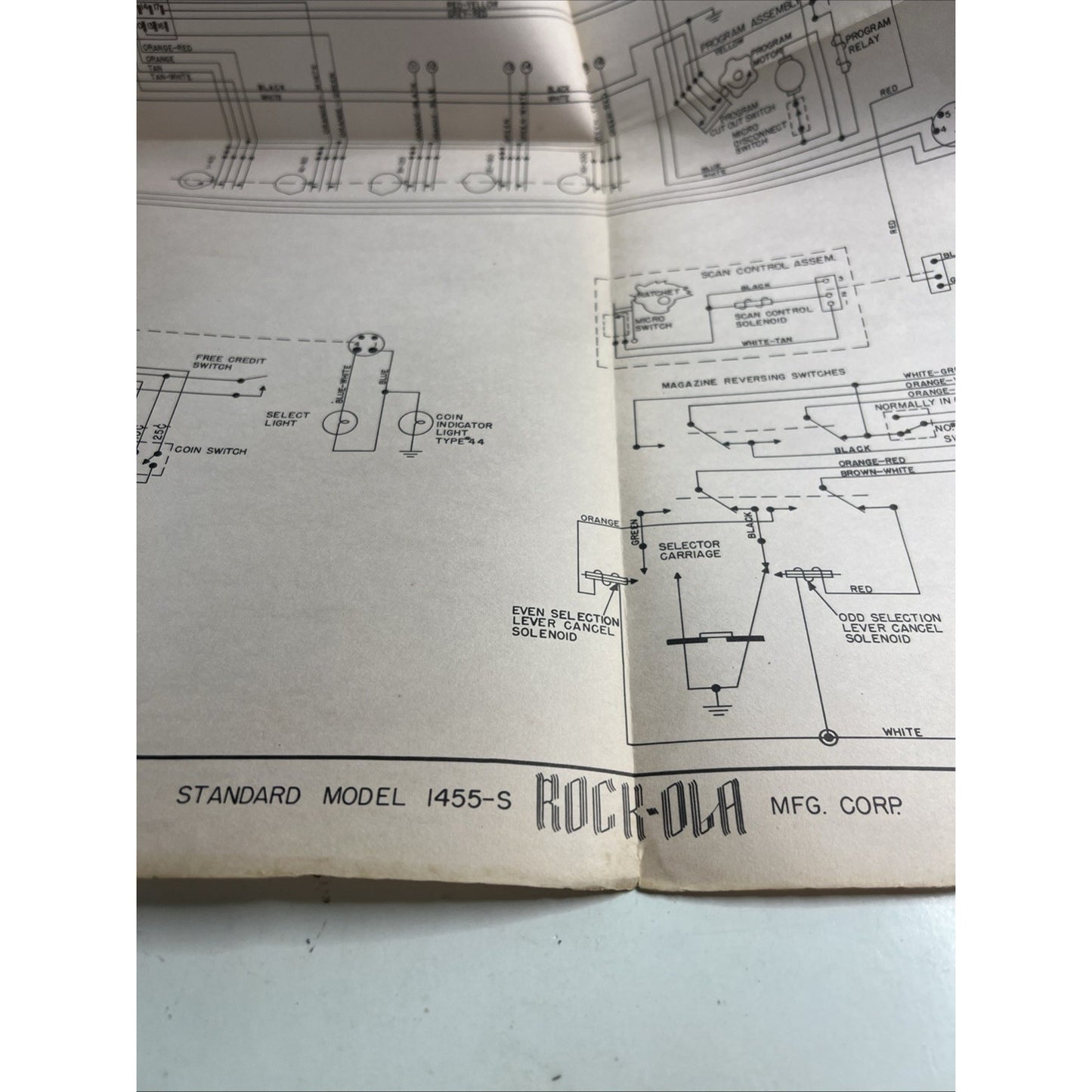 ORIGINAL ROCK-OLA MODEL 1455-S PHONOGRAPH WIRING DIAGRAM No. 30715 Dated 1956